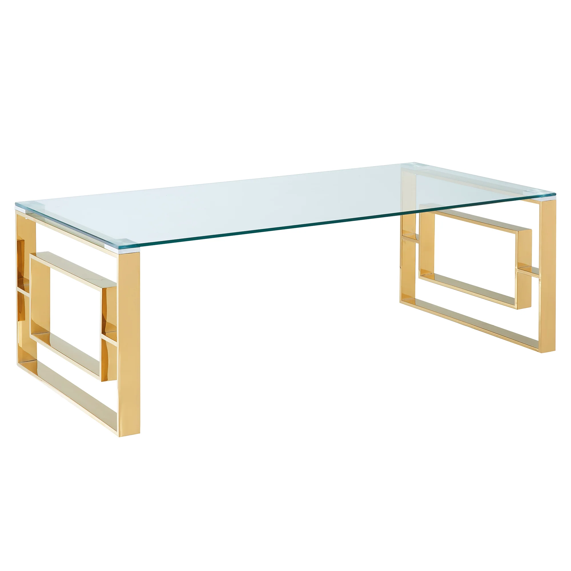 Worldwide Home Furnishings Eros-Coffee Table-Gold Rectangular Coffee Table 301-482GL - Image 2