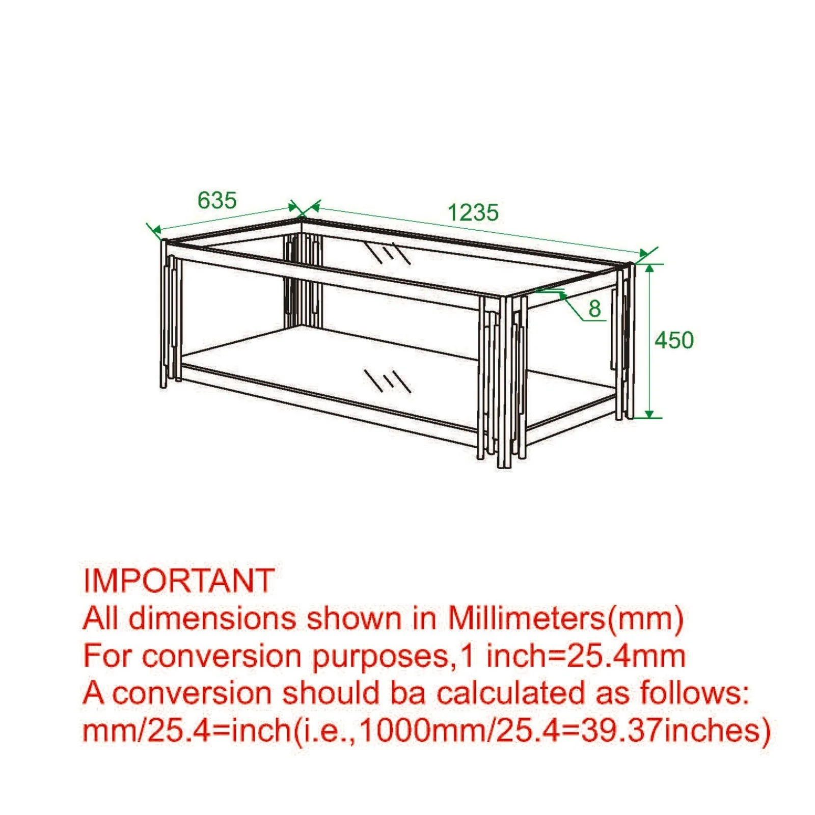 Worldwide Home Furnishings Estrel-Coffee Table-Gold Rectangular Coffee Table 301-630GL - Image 8