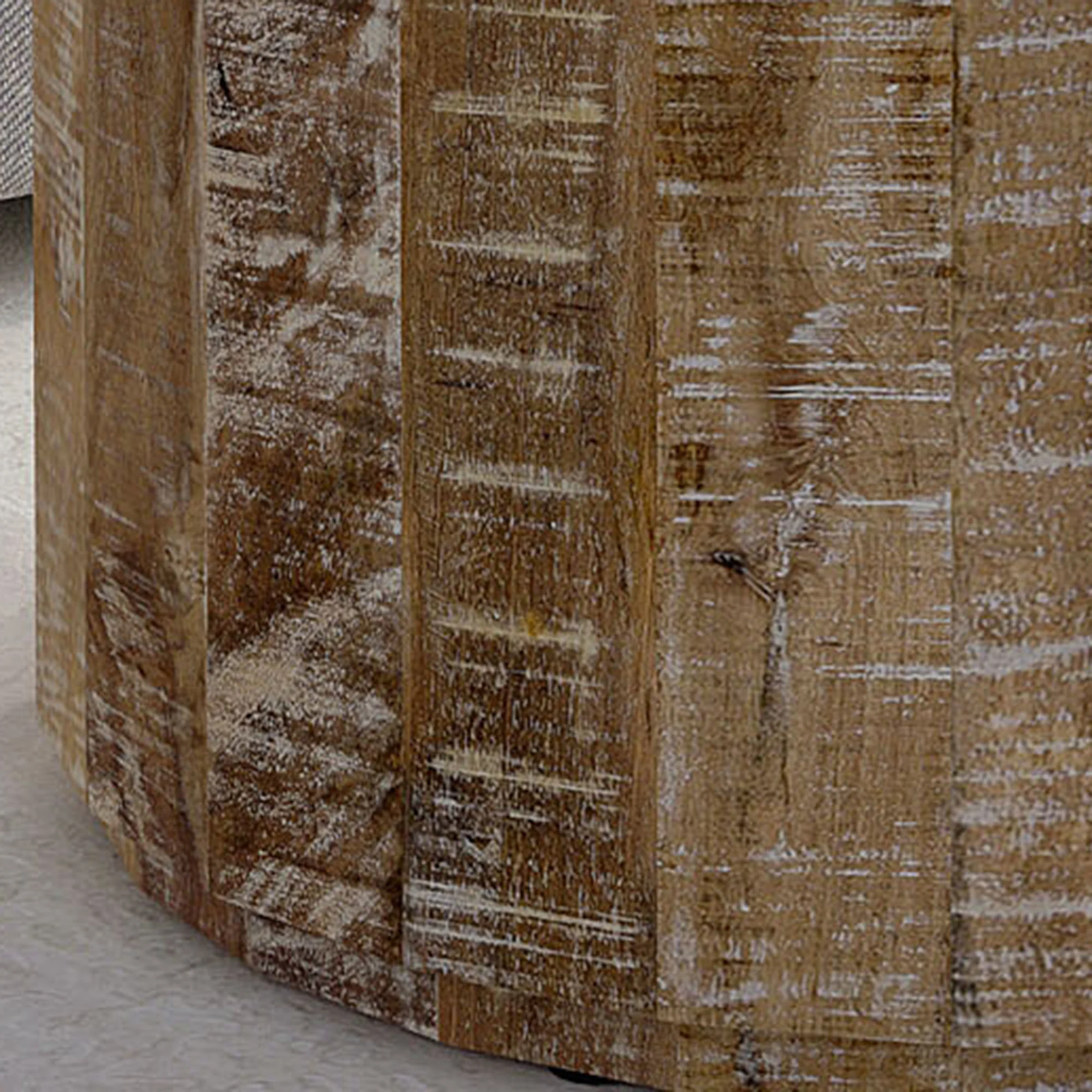 Worldwide Home Furnishings Eva-Coffee Table-Distressed Natural Round Coffee Table 301-126NT - Image 5