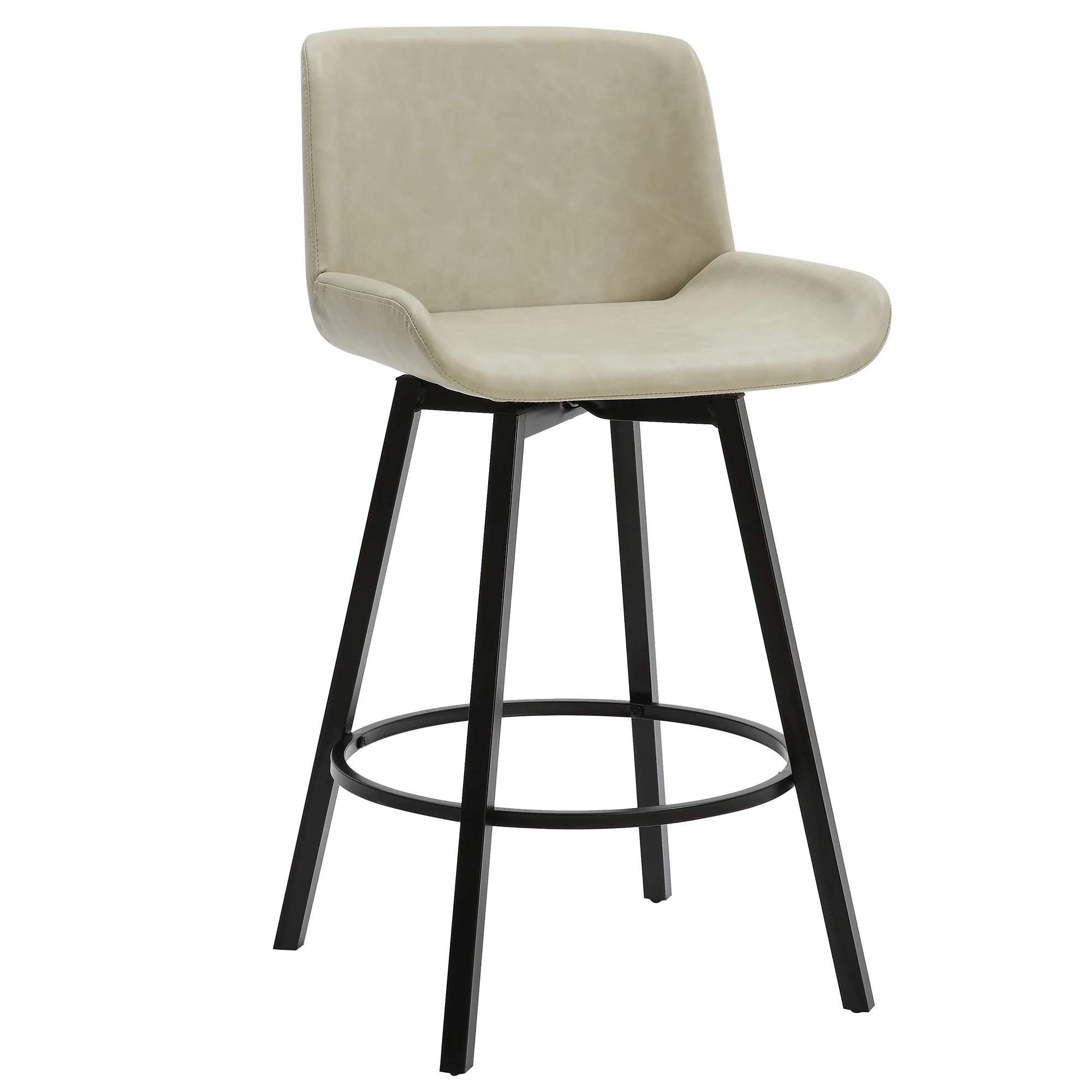 Worldwide Home Furnishings Fern-26'' Counter Stool Pu-Ivory 26" Counter Stool W/Swivel, Set Of 2 203-666PUIV - Image 3