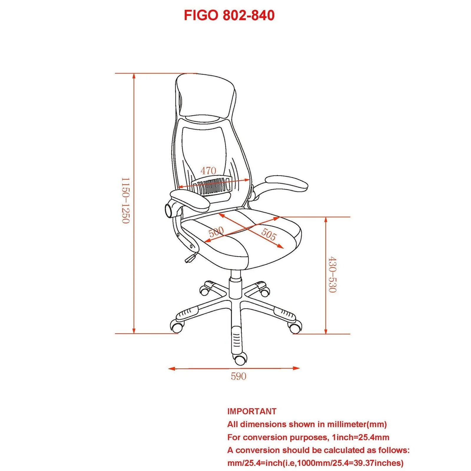 Worldwide Home Furnishings Figo-Office Chair-Black Office Chair 802-840BK - Image 8
