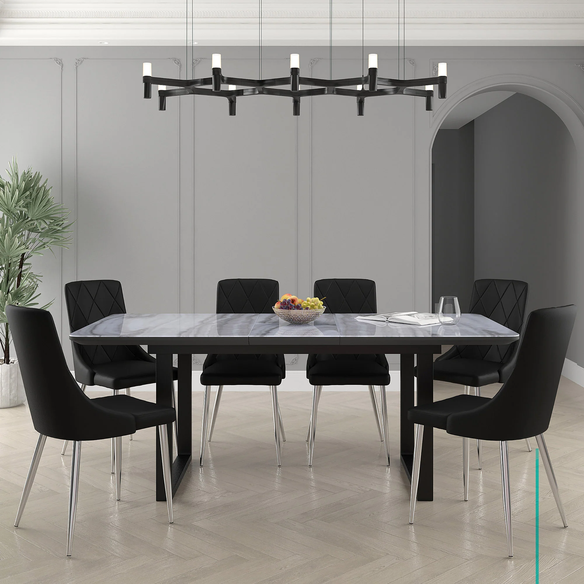 Worldwide Home Furnishings Gavin_Devo Bk-7pc Dining Set 7pc Dining Set 207-360/087BK