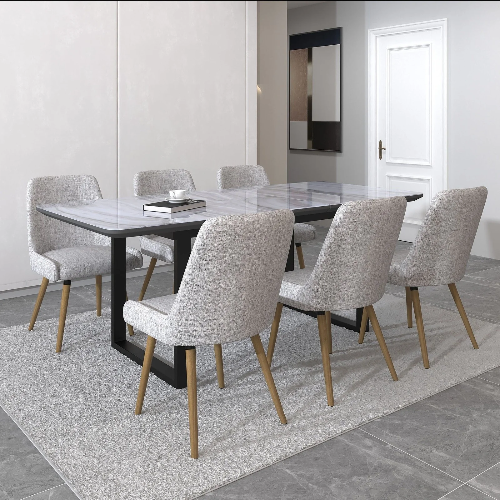 Worldwide Home Furnishings Gavin_Mia Gy/Lg-7pc Dining Set 7pc Dining Set 207-360_247GY/LG