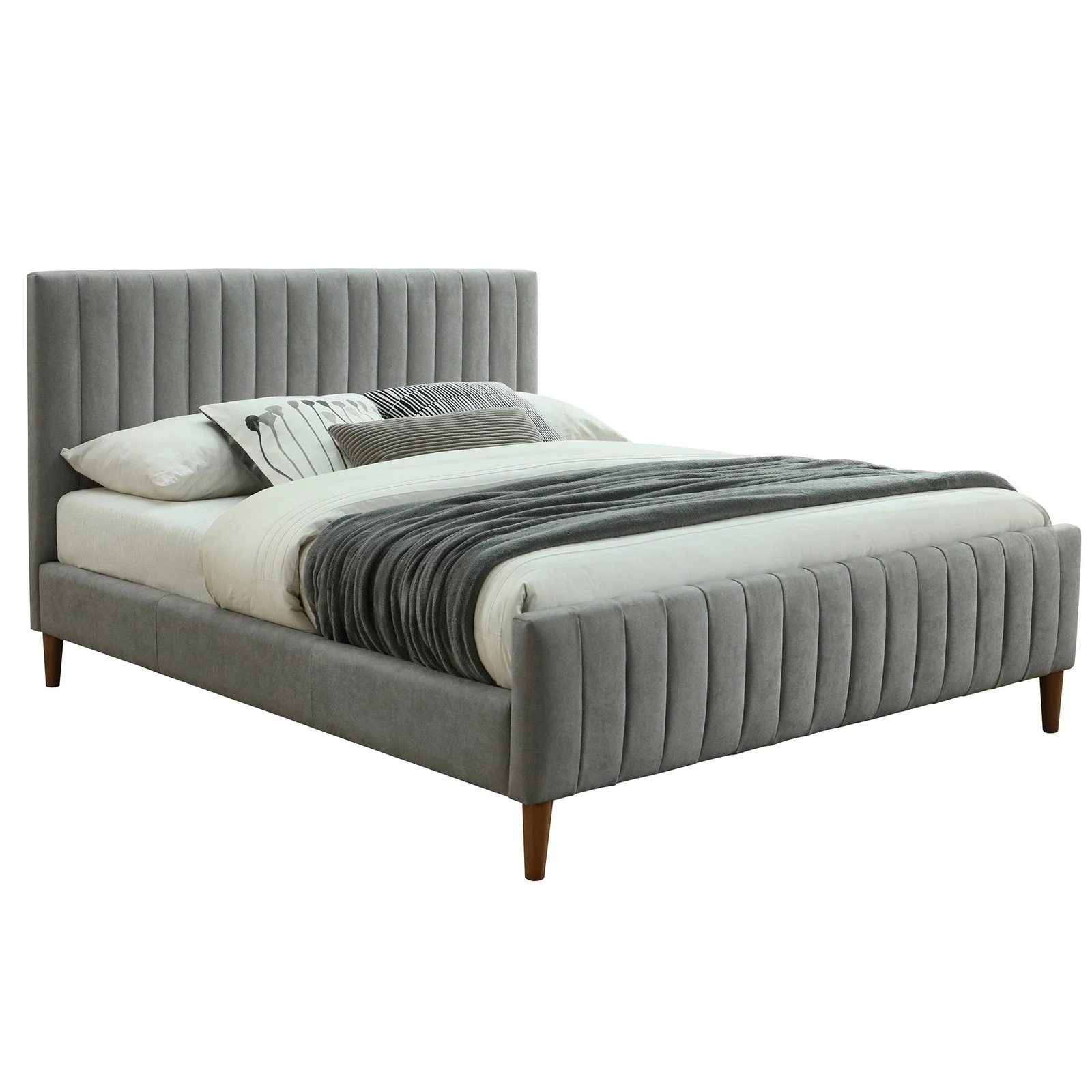 Worldwide Home Furnishings Hannah-60'' Platform Bed-Light Grey 60" Queen Platform Bed 101-622Q-LG - Image 2