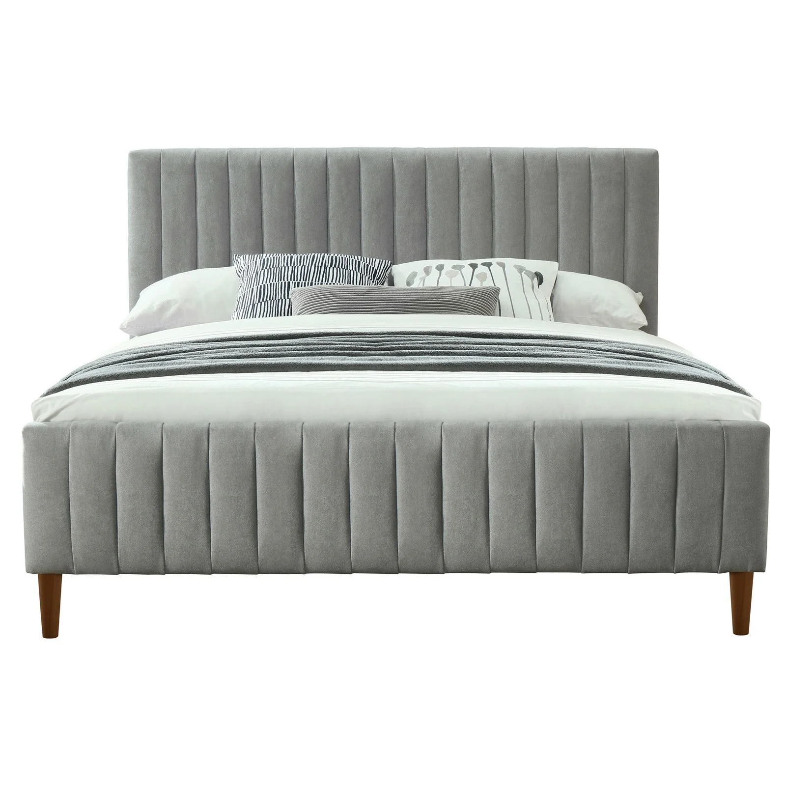 Worldwide Home Furnishings Hannah-60'' Platform Bed-Light Grey 60" Queen Platform Bed 101-622Q-LG - Image 3