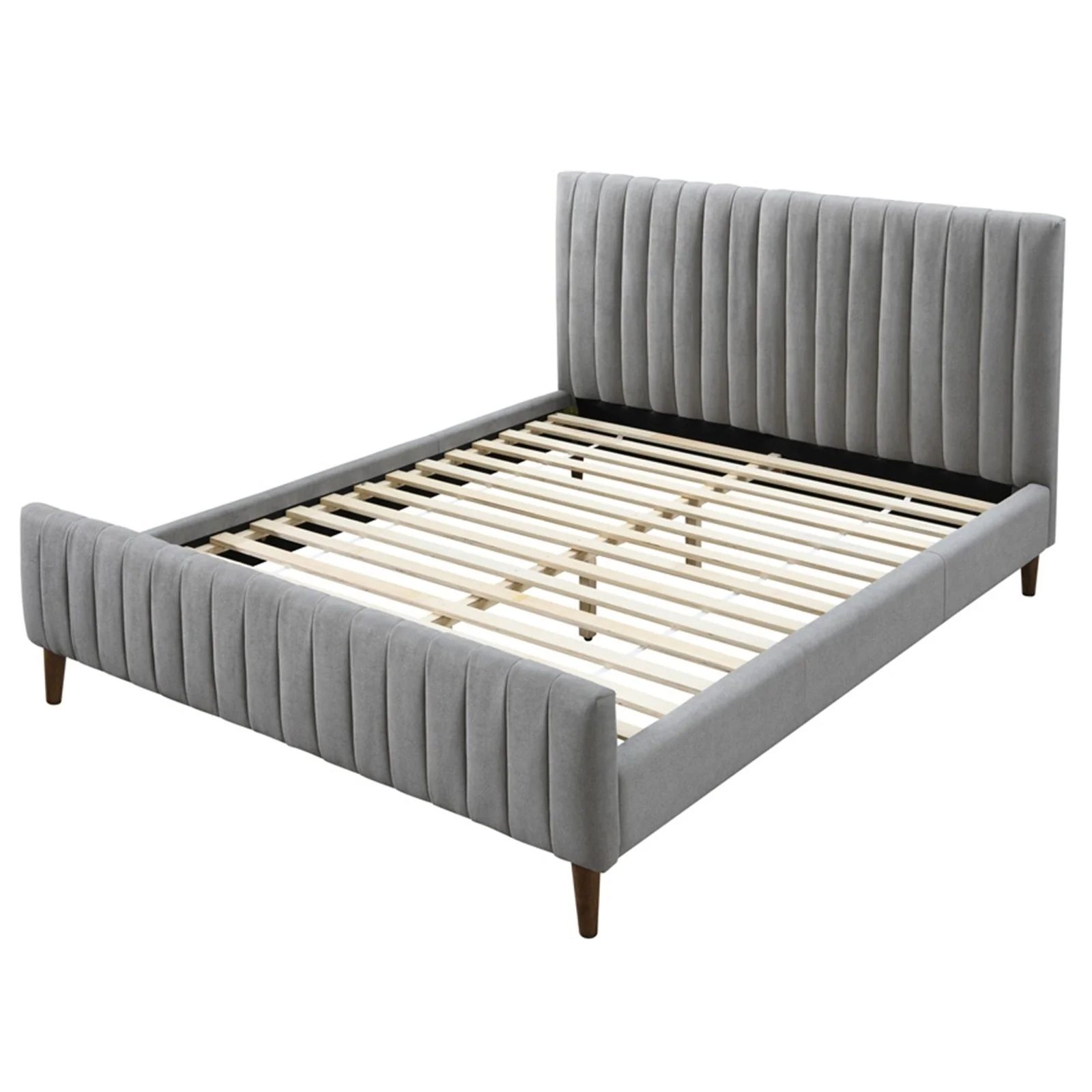 Worldwide Home Furnishings Hannah-60'' Platform Bed-Light Grey 60" Queen Platform Bed 101-622Q-LG - Image 4
