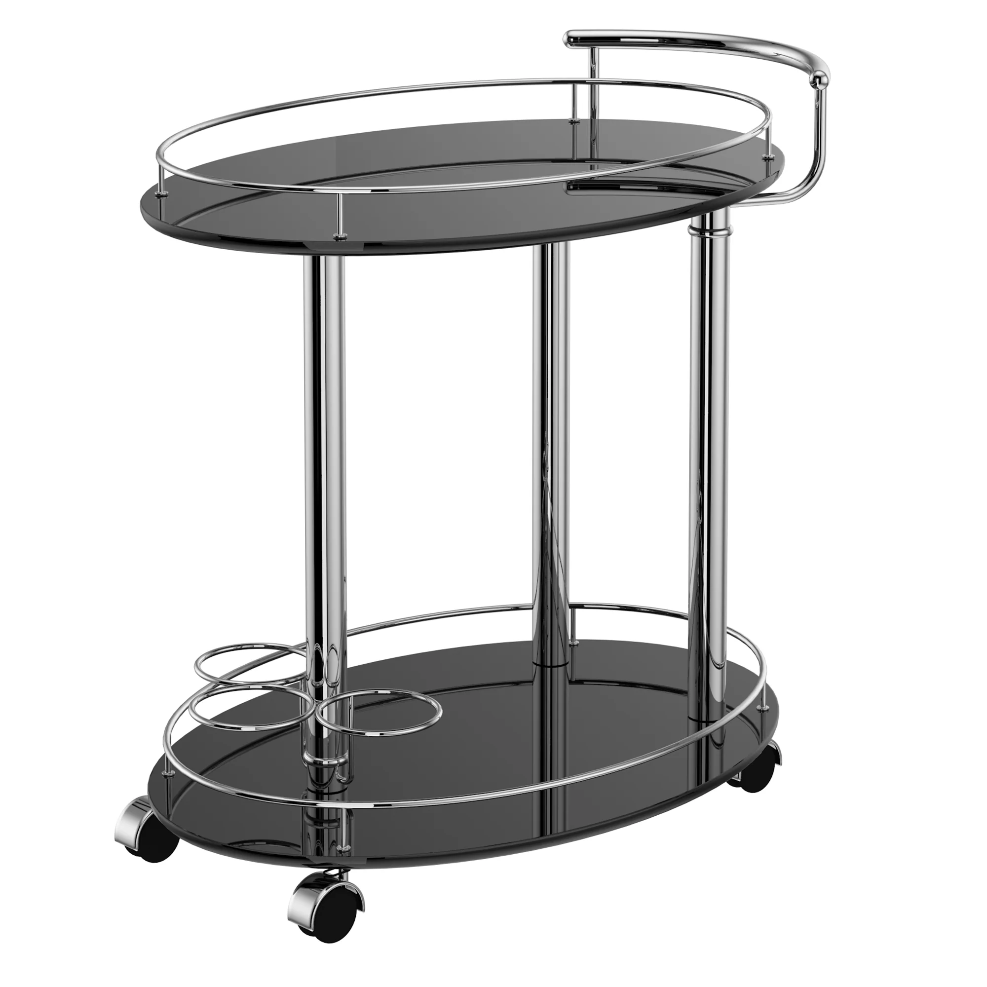 Worldwide Home Furnishings Inka-2-Tier Bar Cart-Black 2-Tier Bar Cart 556-094BK - Image 2