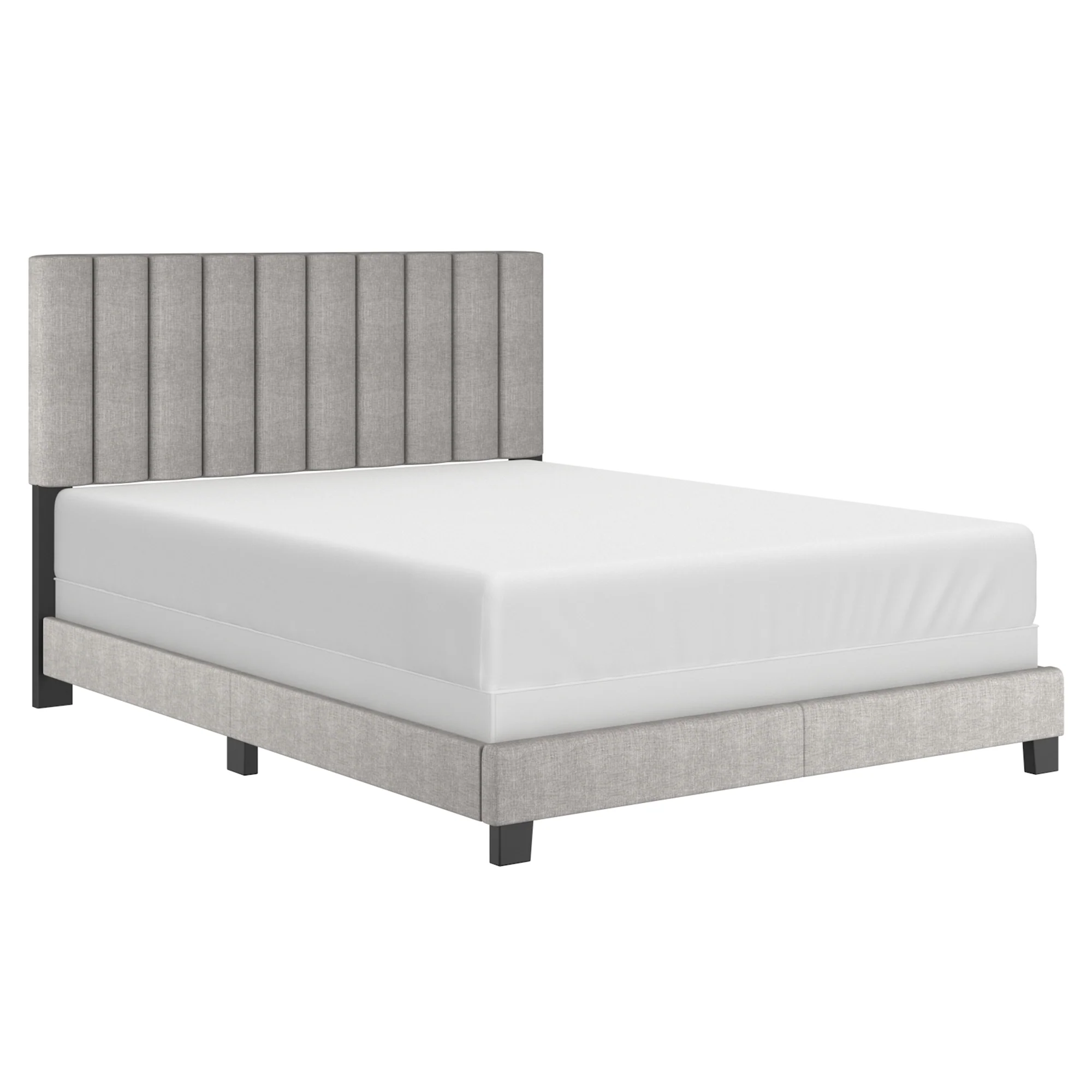 Worldwide Home Furnishings Jedd-60'' Bed-Light Grey Fabric 60" Queen Bed, Fabric 101-297Q-LGY - Image 2