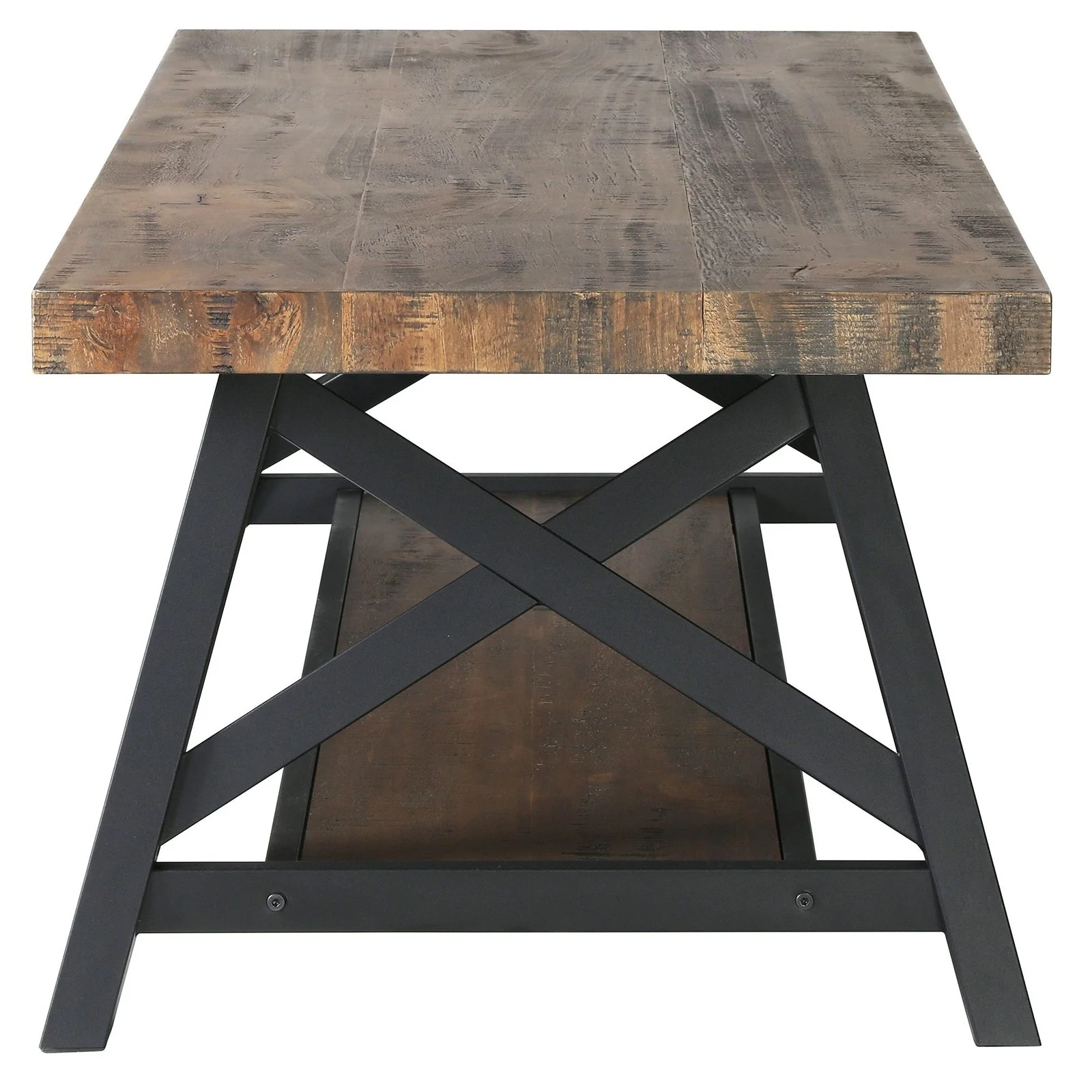 Worldwide Home Furnishings Langport-Coffee Table-Rustic Oak Rectangular Coffee Table 301-332RK - Image 3
