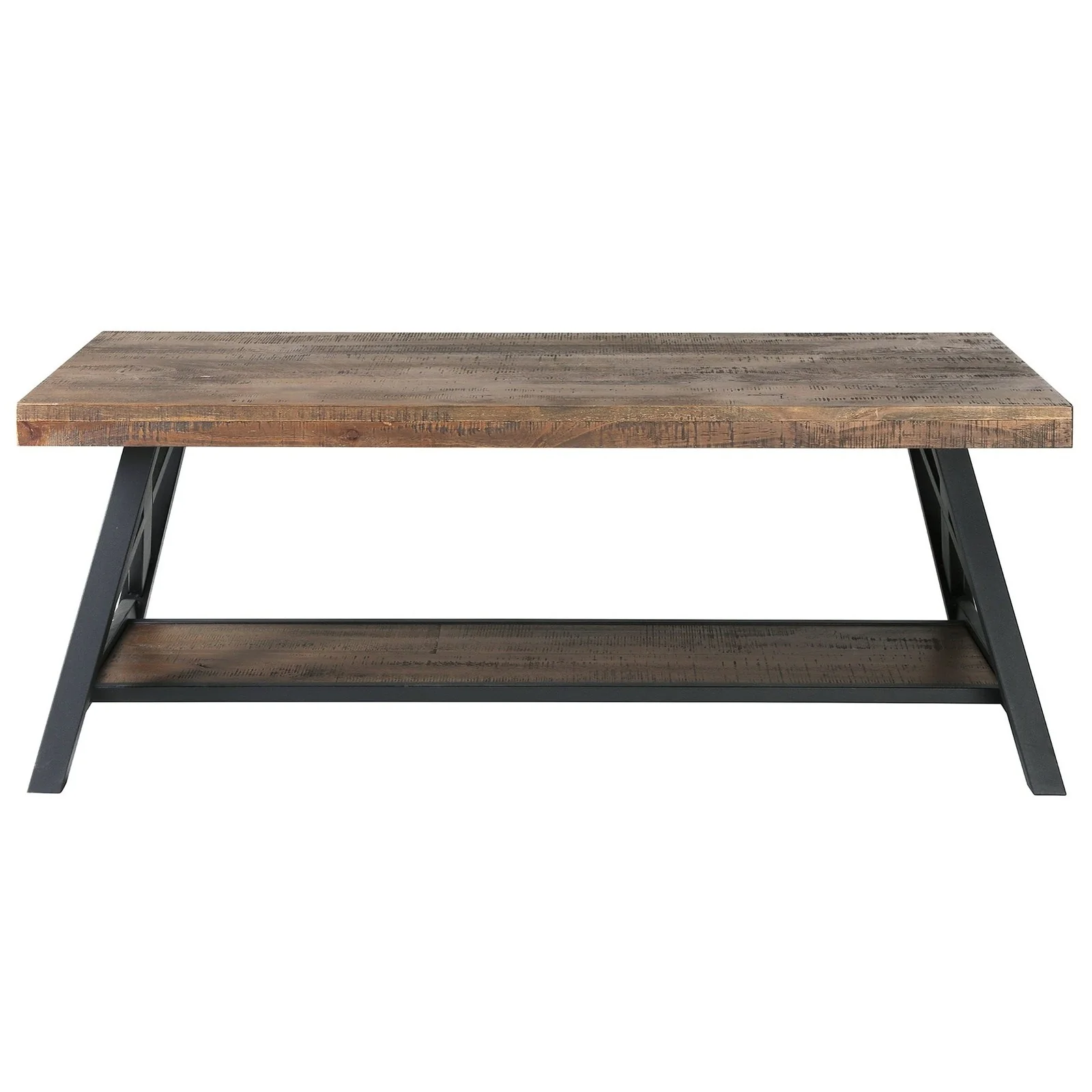 Worldwide Home Furnishings Langport-Coffee Table-Rustic Oak Rectangular Coffee Table 301-332RK - Image 4