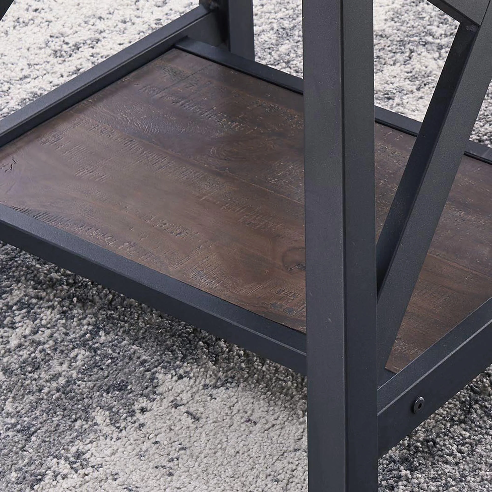 Worldwide Home Furnishings Langport-Coffee Table-Rustic Oak Rectangular Coffee Table 301-332RK - Image 6