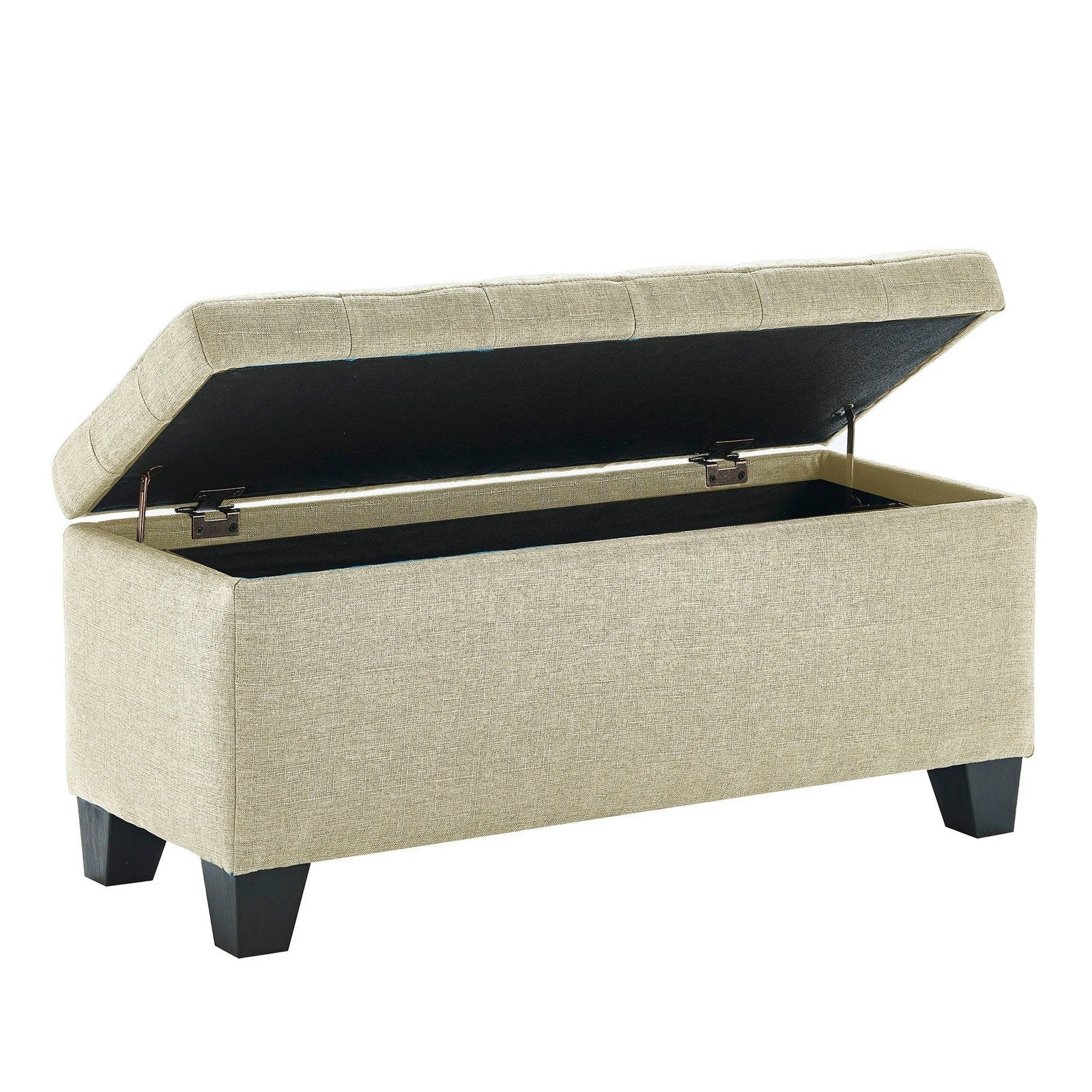Worldwide Home Furnishings Lila-Storage Ottoman-Beige Rectangular Storage Ottoman 402-777BG - Image 3