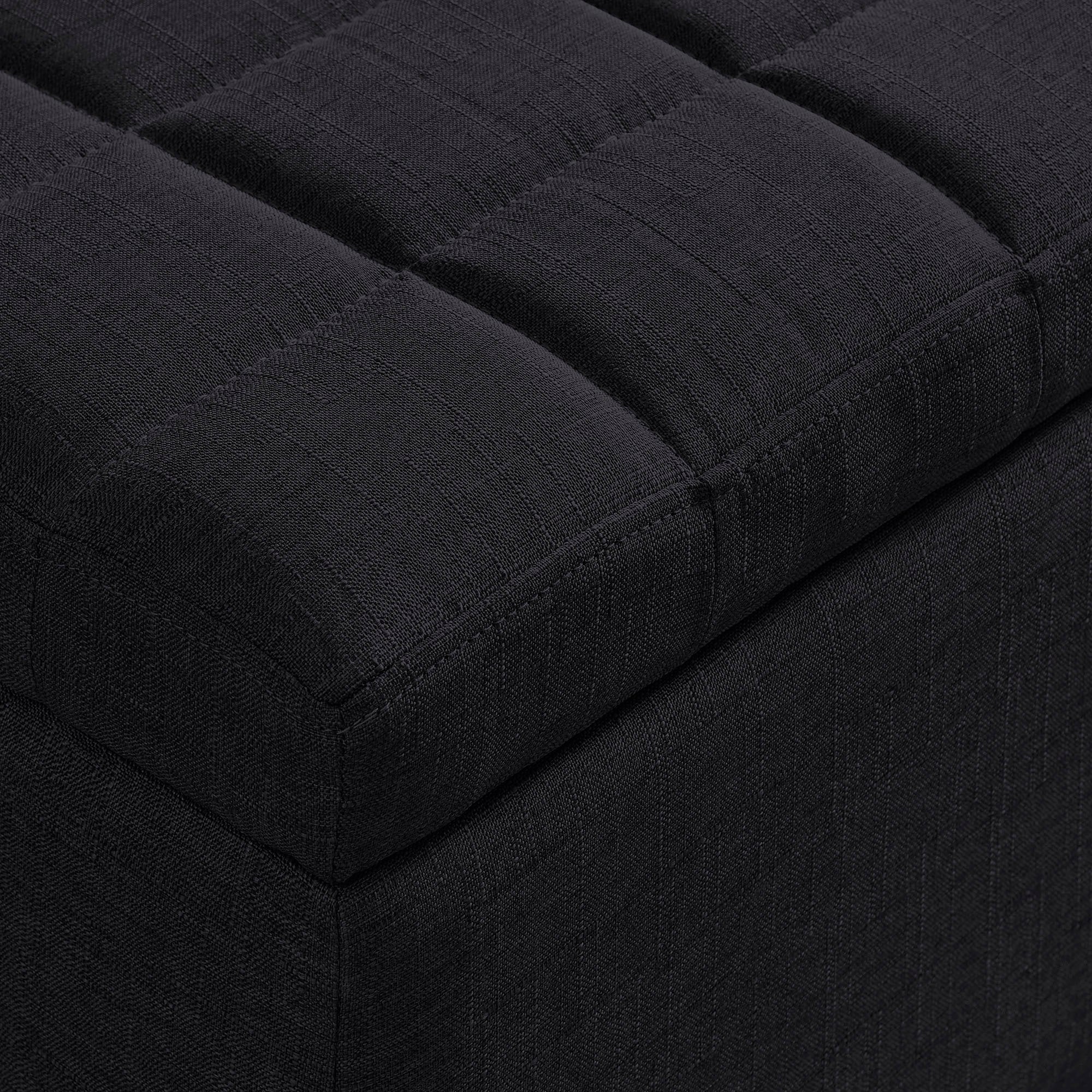 Worldwide Home Furnishings Lila-Storage Ottoman-Black Rectangular Storage Ottoman 402-777BLK - Image 6