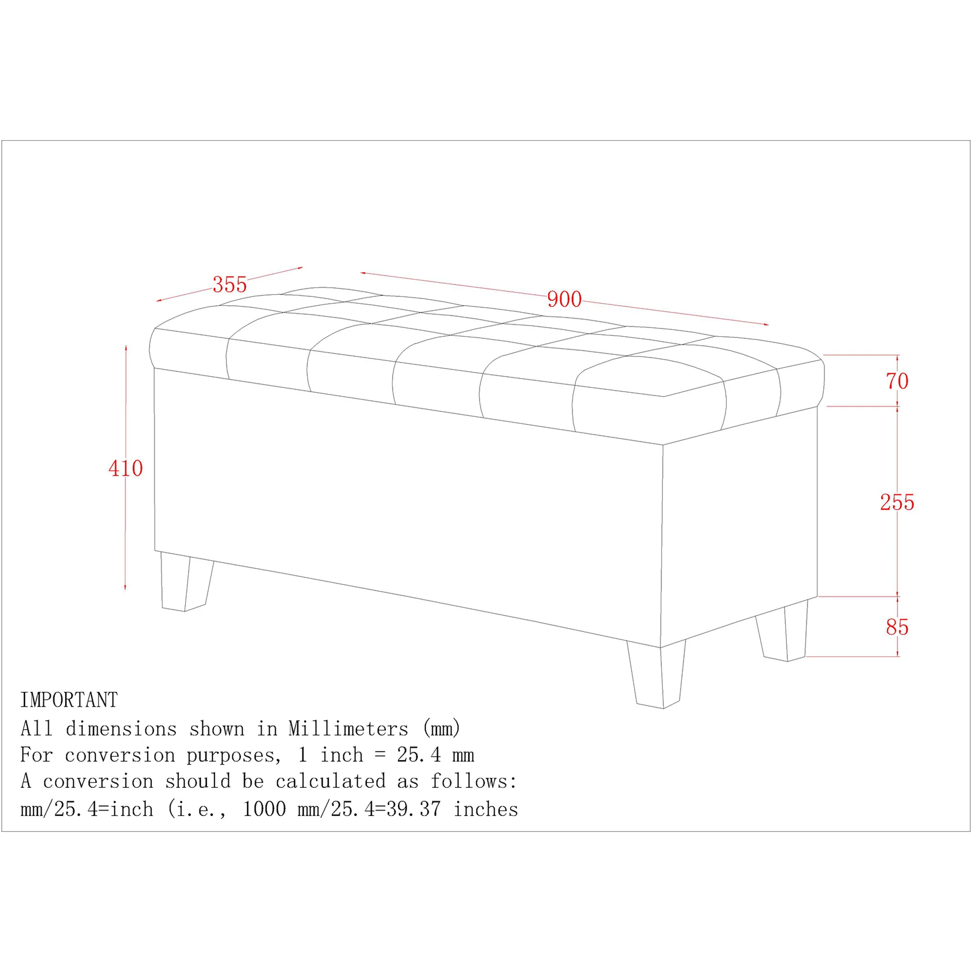 Worldwide Home Furnishings Lila-Storage Ottoman-Black Rectangular Storage Ottoman 402-777BLK - Image 8