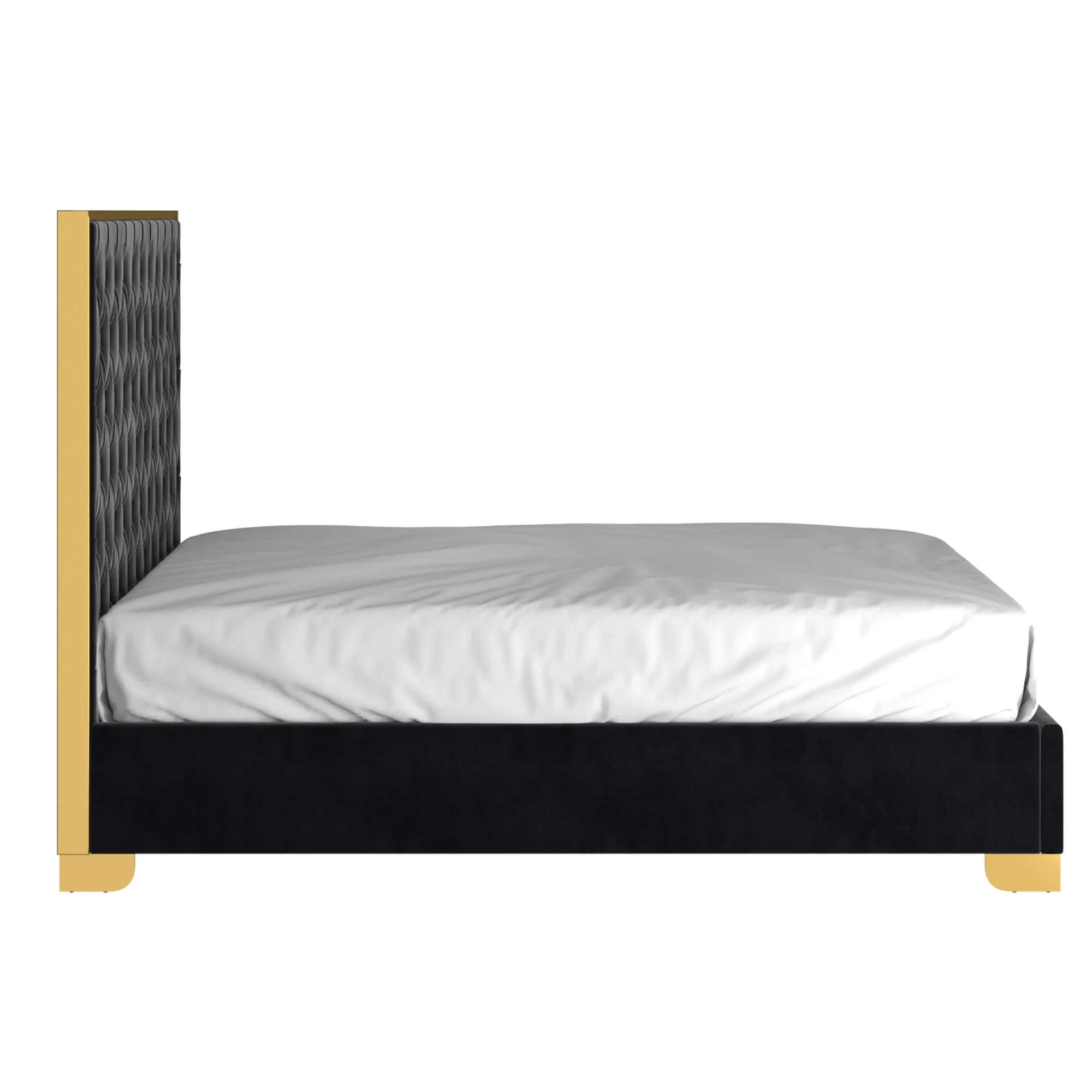Worldwide Home Furnishings Lucille-60'' Bed-Black/Gold 60" Queen Bed 101-596Q-BK_GL - Image 3