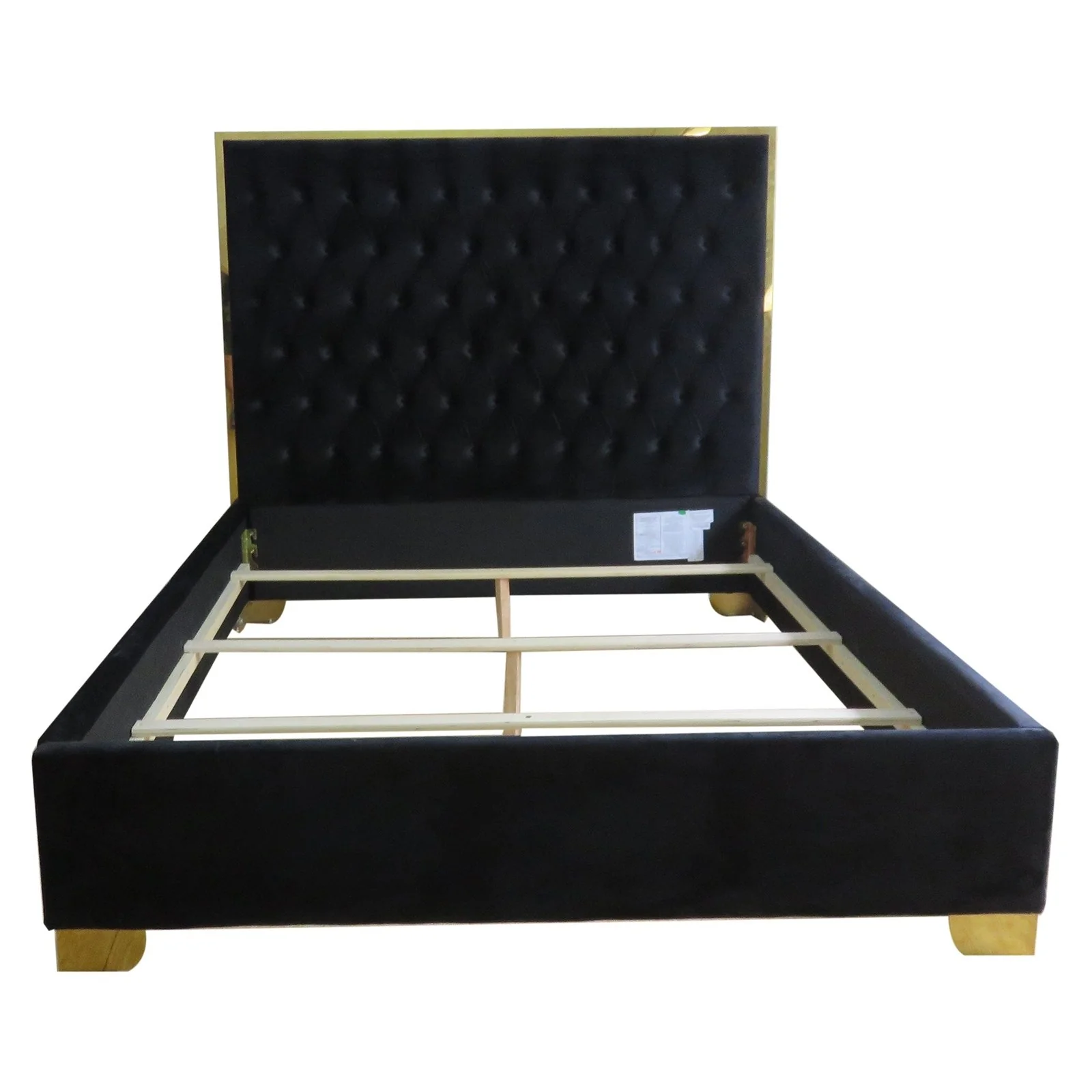 Worldwide Home Furnishings Lucille-60'' Bed-Black/Gold 60" Queen Bed 101-596Q-BK_GL - Image 5