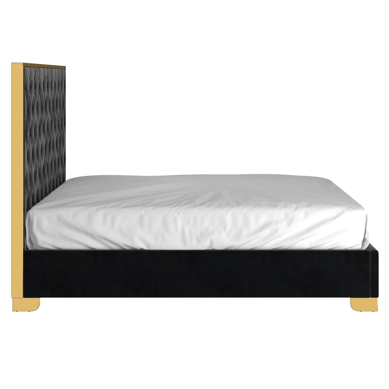 Worldwide Home Furnishings Lucille-78'' Bed-Black/Gold 78" King Bed 101-596K-BK_GL - Image 3