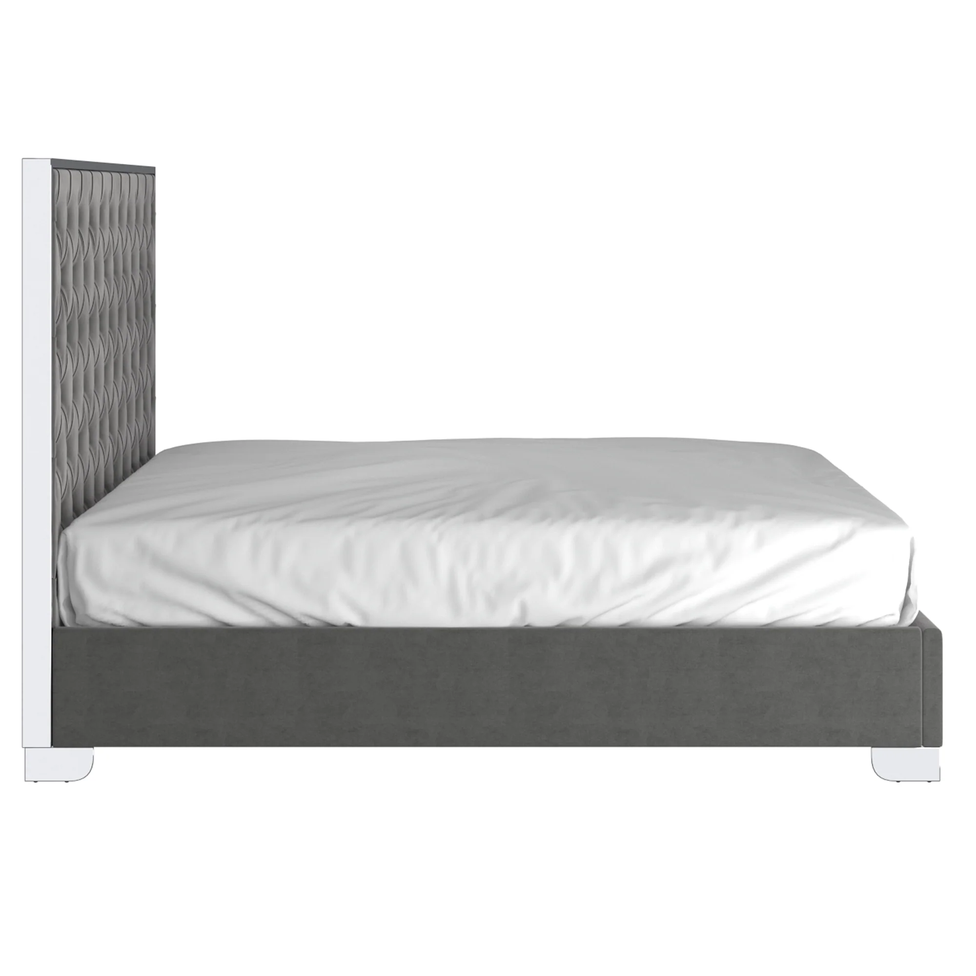 Worldwide Home Furnishings Lucille-78'' Bed-Grey/Silver 78" King Bed 101-596K-GY_CH - Image 3