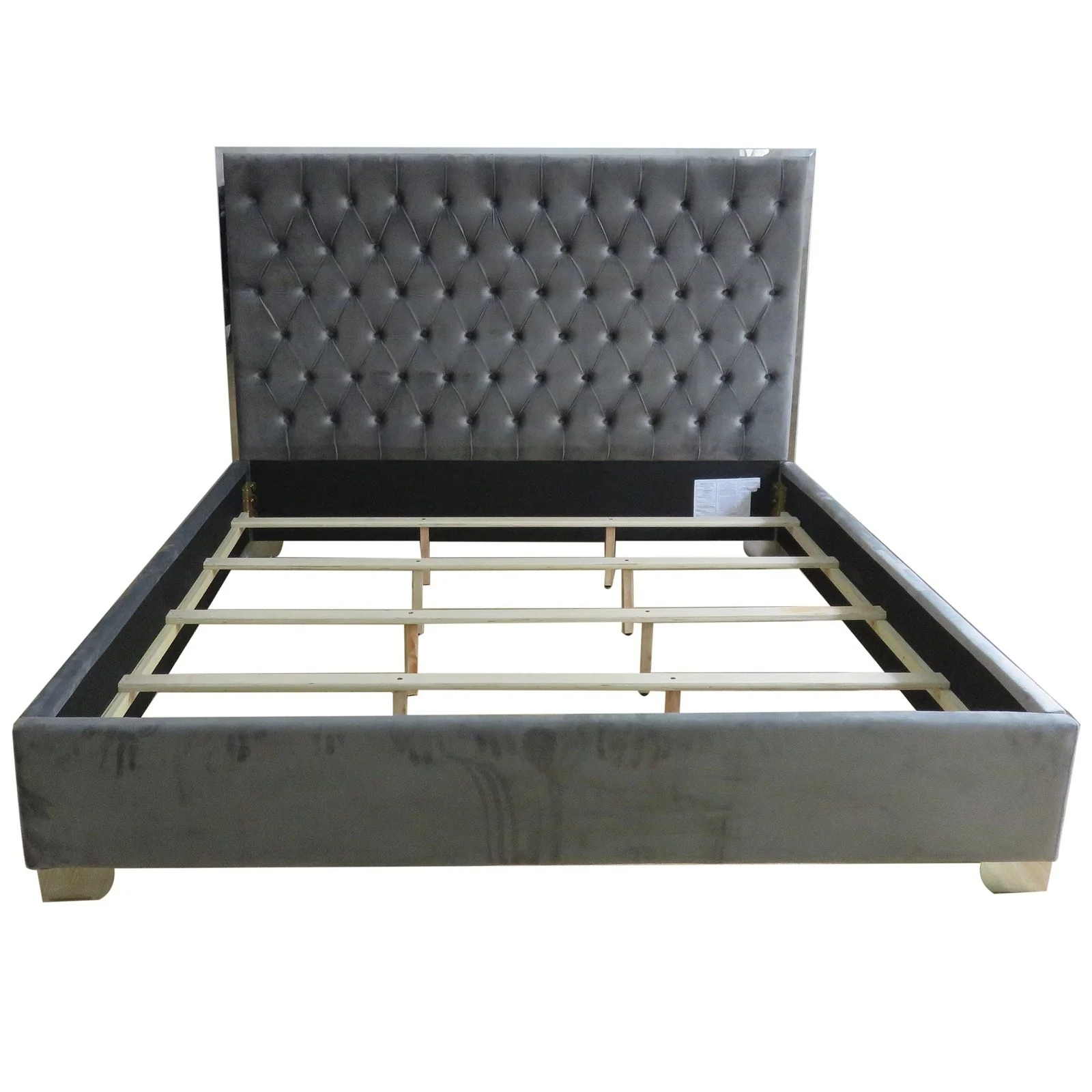 Worldwide Home Furnishings Lucille-78'' Bed-Grey/Silver 78" King Bed 101-596K-GY_CH - Image 6