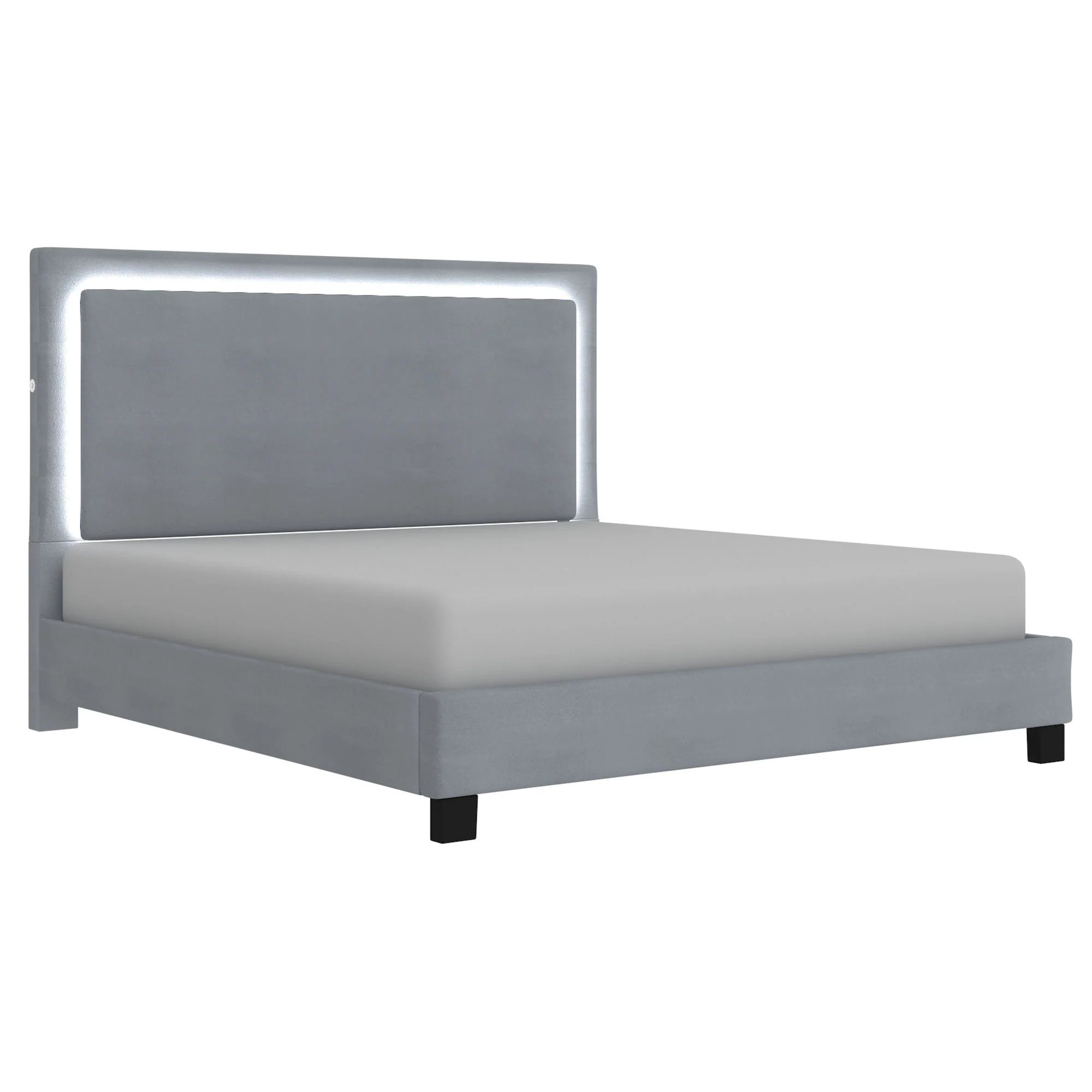 Worldwide Home Furnishings Lumina-78'' Bed-Grey 78" King Platform Bed W/Light 101-088K-GY - Image 2