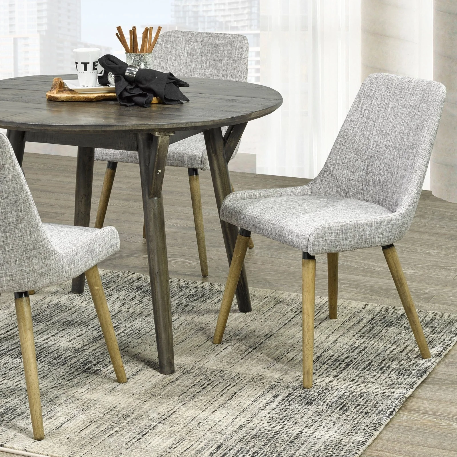 Worldwide Home Furnishings Mia-Side Chair-Light Grey/Grey Leg Side Chair, Set Of 2 202-247GY/LG - Image 2