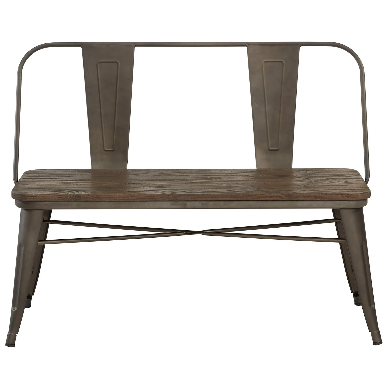 Worldwide Home Furnishings Modus-Bench-Gunmetal Bench With Back 401-939GM - Image 2