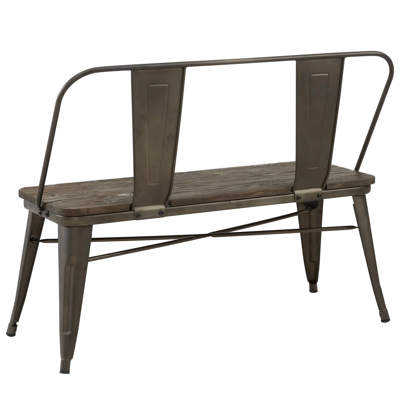 Worldwide Home Furnishings Modus-Bench-Gunmetal Bench With Back 401-939GM - Image 4