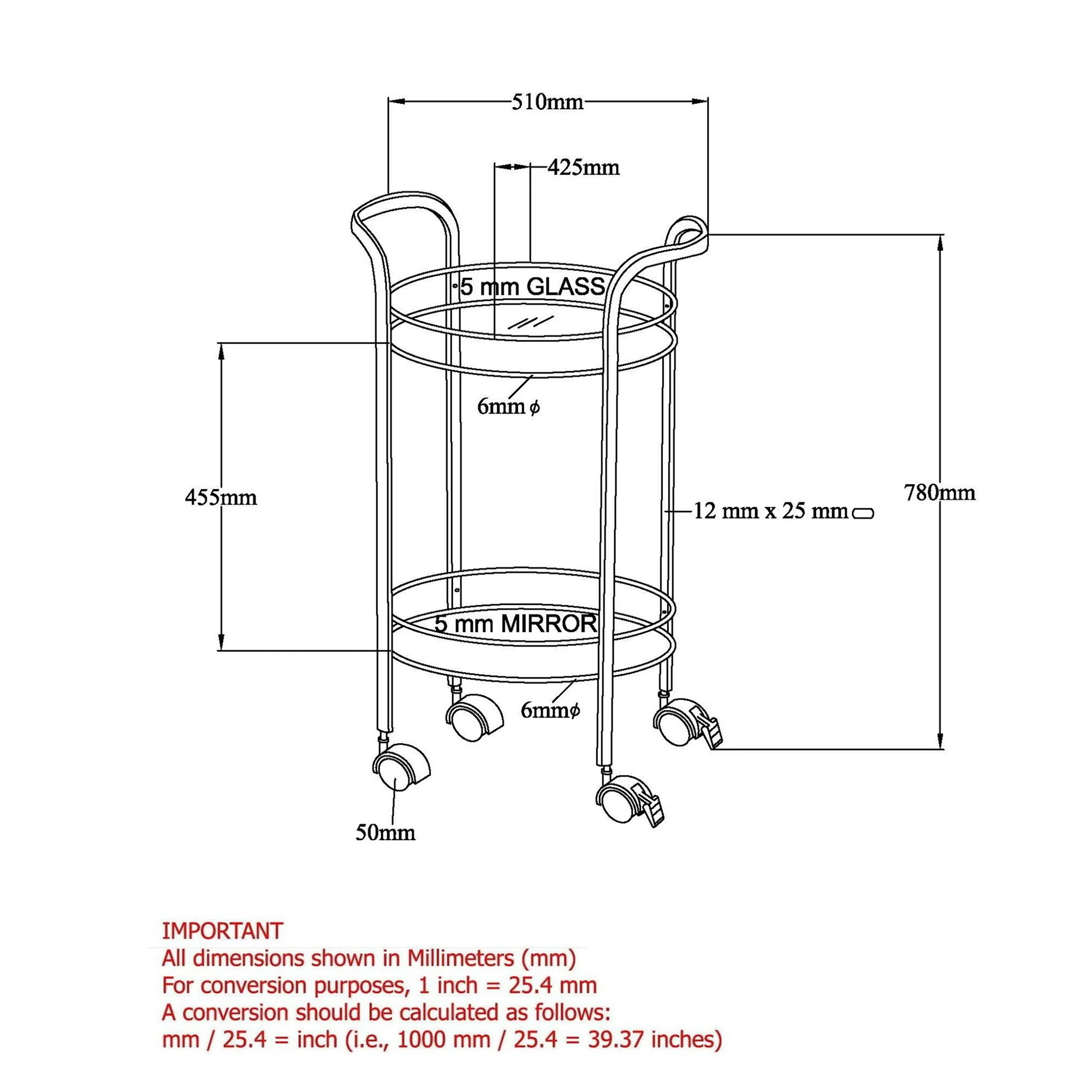 Worldwide Home Furnishings Neema-2-Tier Bar Cart-Chrome 2-Tier Bar Cart 556-754CH - Image 8