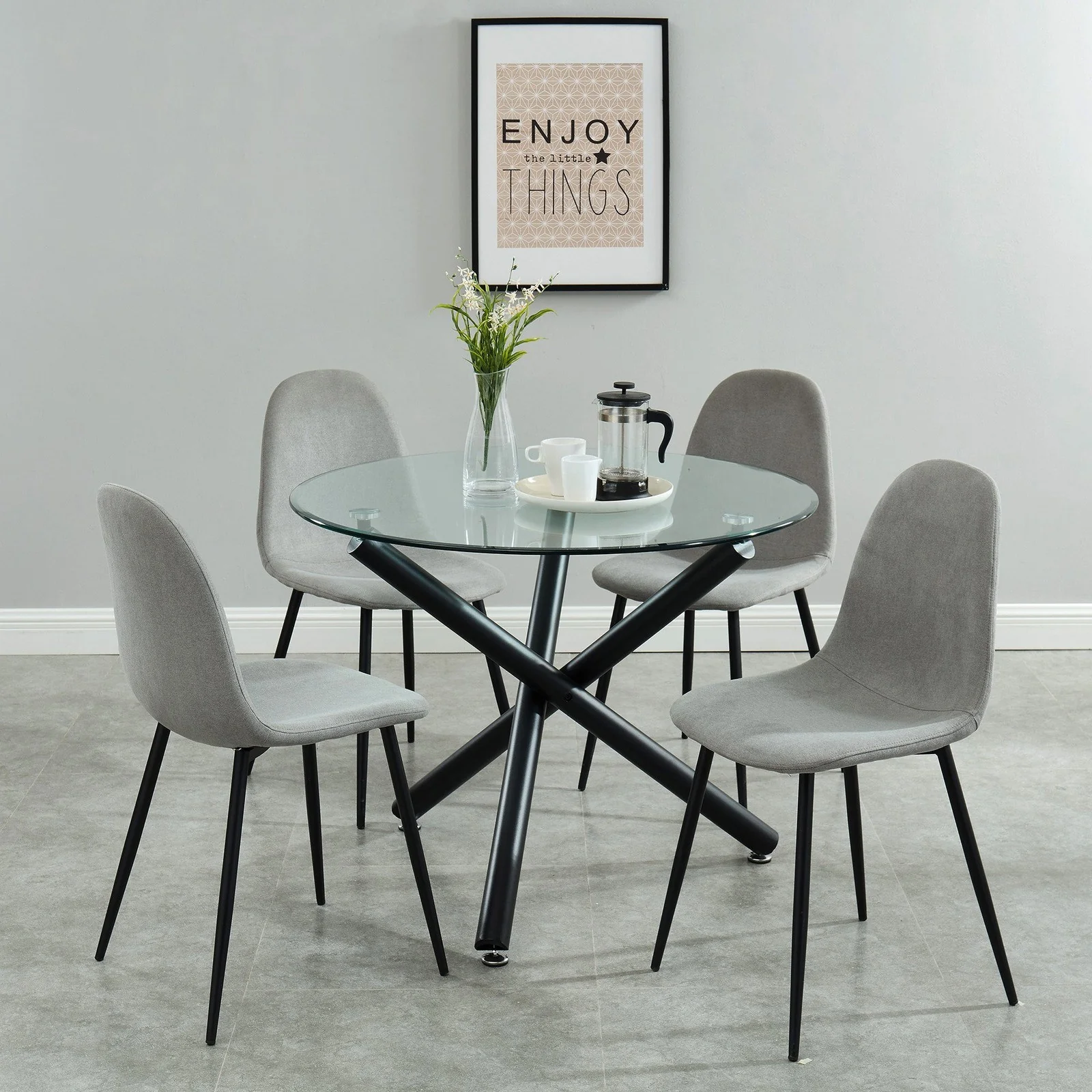 Worldwide Home Furnishings Olly-Side Chair-Grey Side Chair, Set Of 4 202-606GY