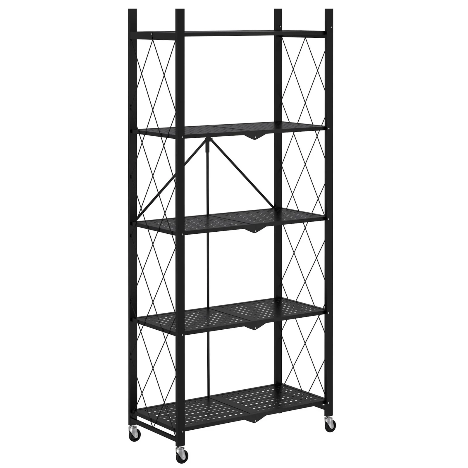 Worldwide Home Furnishings Quby-5 Tier Shelf-Black 5-Tier Folding Shelf 505-564BK-5T - Image 2