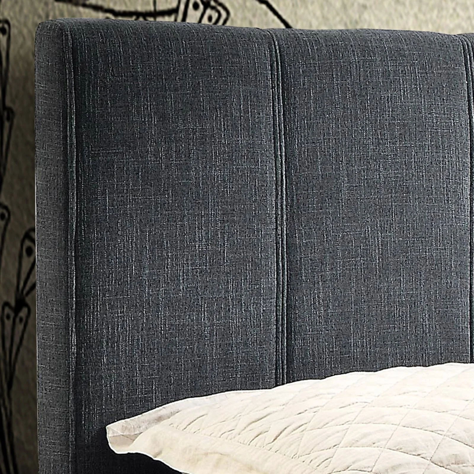 Worldwide Home Furnishings Rimo-60" Platform Bed-Grey 60" Queen Platform Bed 101-268Q-GY - Image 4