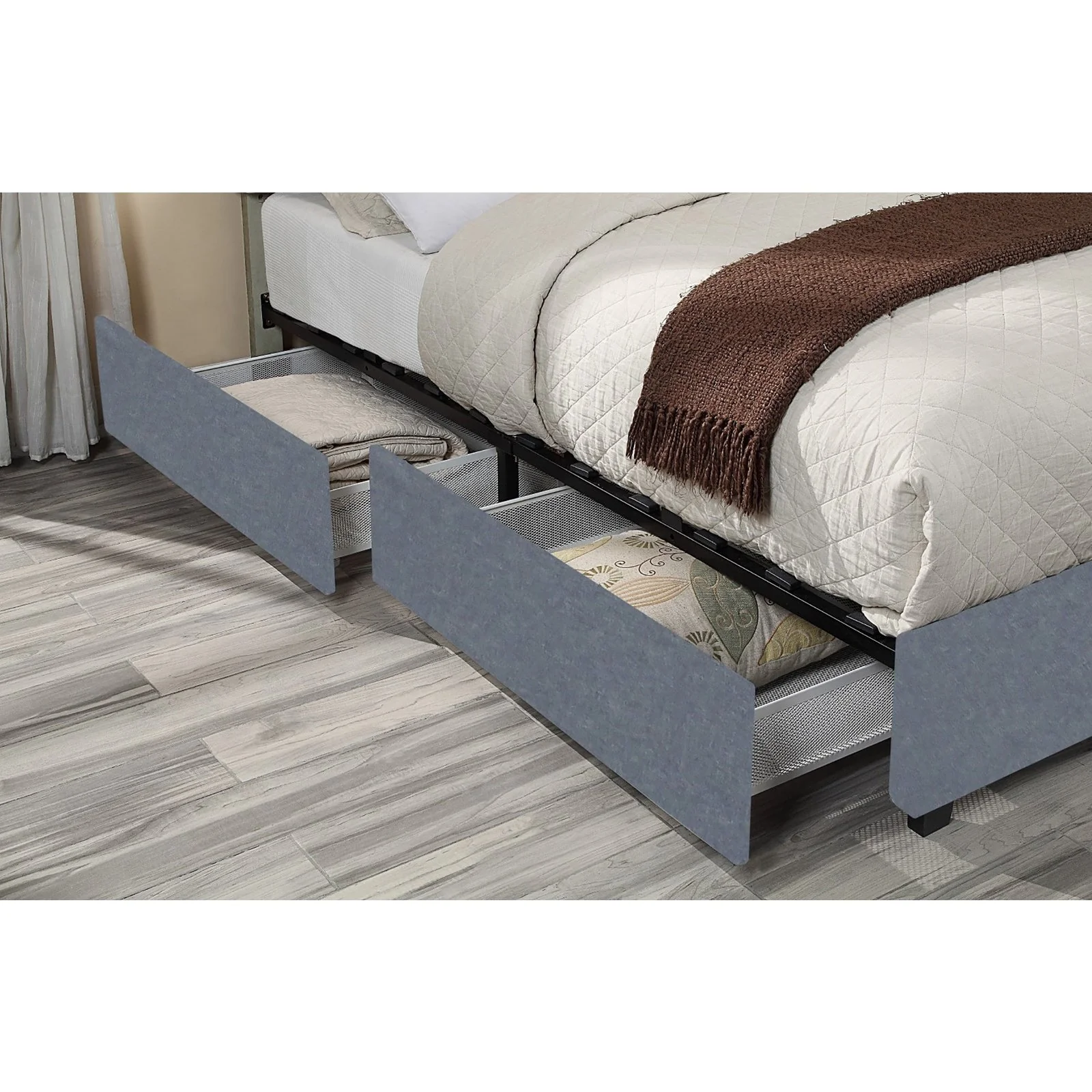 Worldwide Home Furnishings Russell-54'' Bed-Grey 54" Double Platform Bed W/Storage 101-598D-GY - Image 7