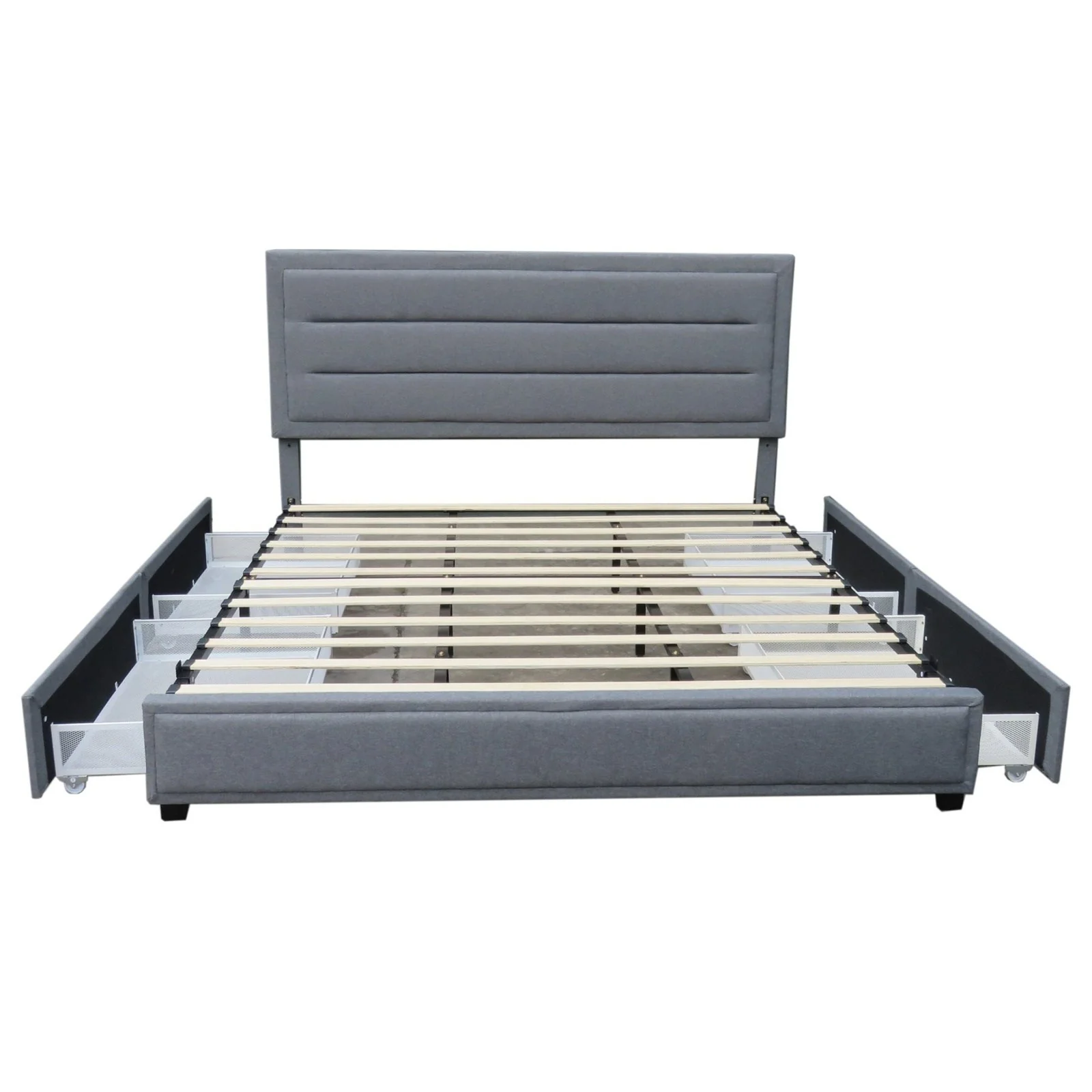 Worldwide Home Furnishings Russell-78'' Bed-Grey 78" King Platform Bed W/Storage 101-598K-GY - Image 5