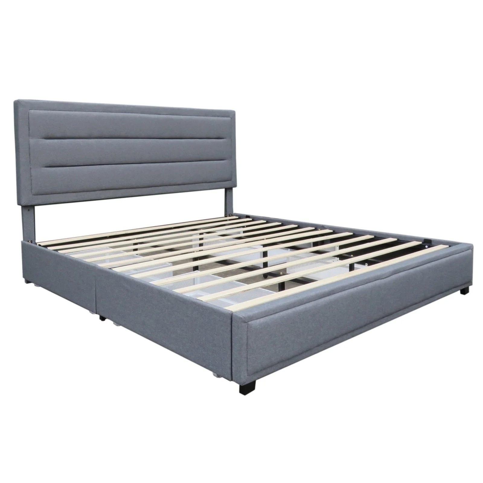 Worldwide Home Furnishings Russell-78'' Bed-Grey 78" King Platform Bed W/Storage 101-598K-GY - Image 6