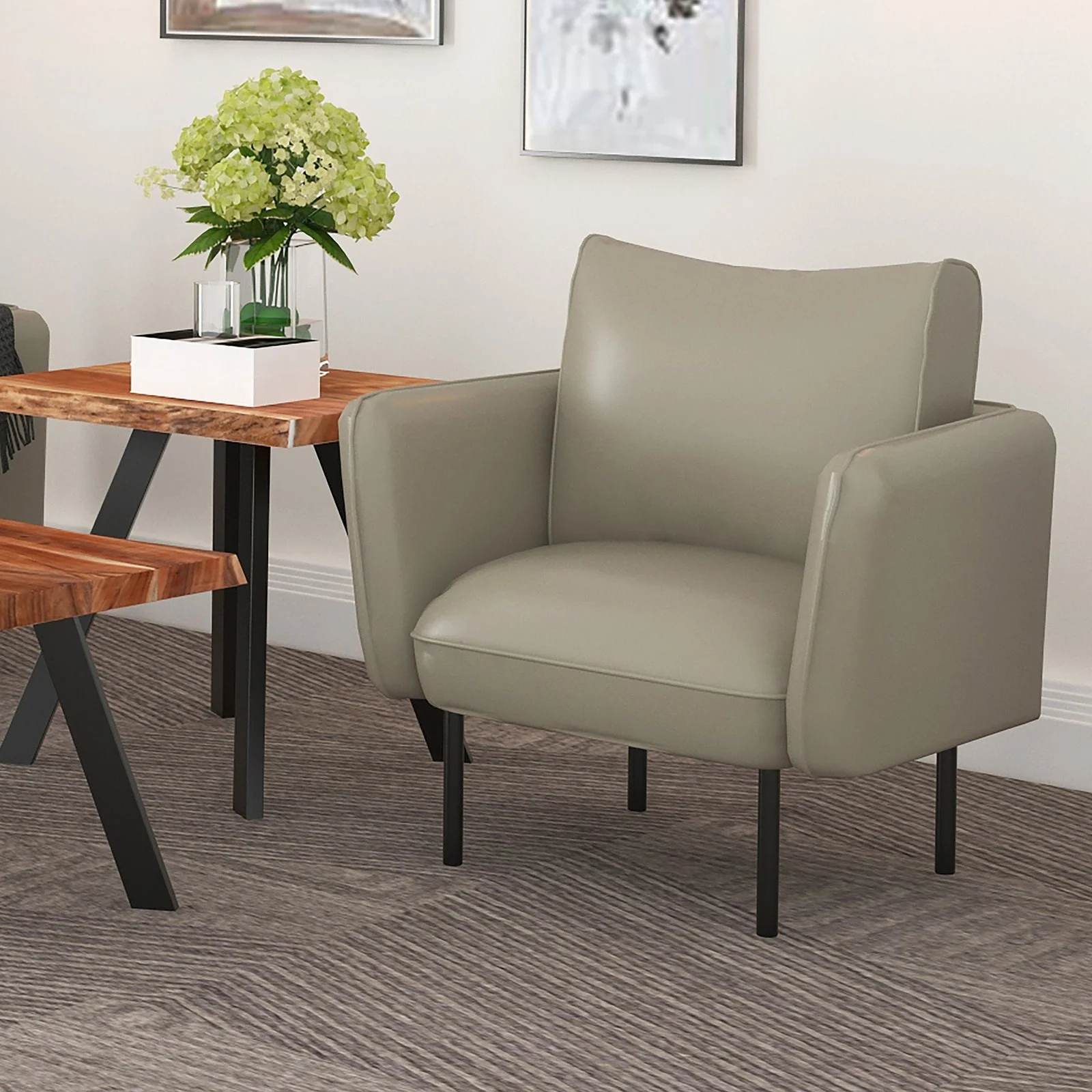 Worldwide Home Furnishings Ryker-Accent Chair-Grey_Beige Accent Chair 403-590GB