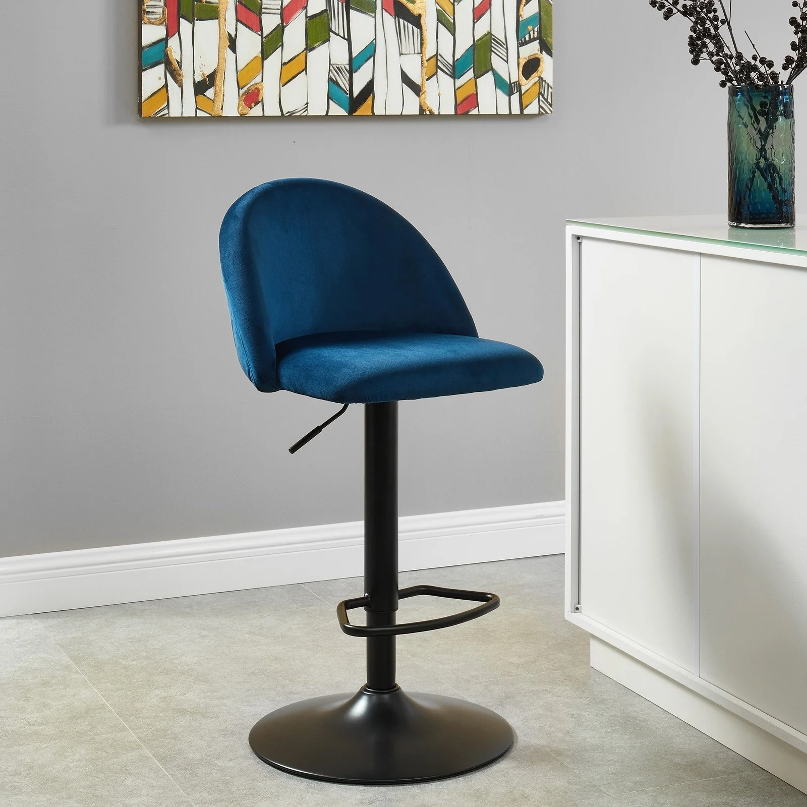 Worldwide Home Furnishings Sataro-Air Lift Stool-Blue Adjustable Air-Lift Stool 203-270BLU
