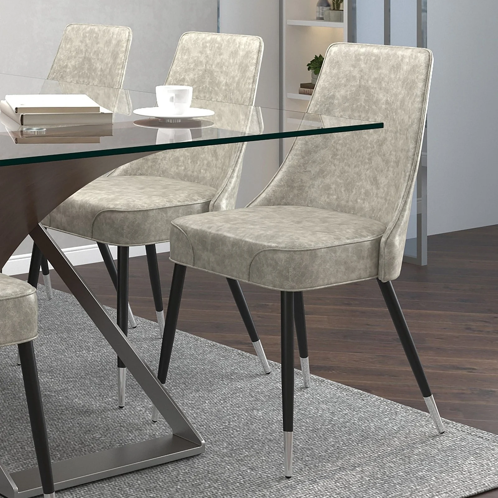 Worldwide Home Furnishings Silvano-Side Chair-Vintage Lt Grey Side Chair, Set Of 2 202-429LT