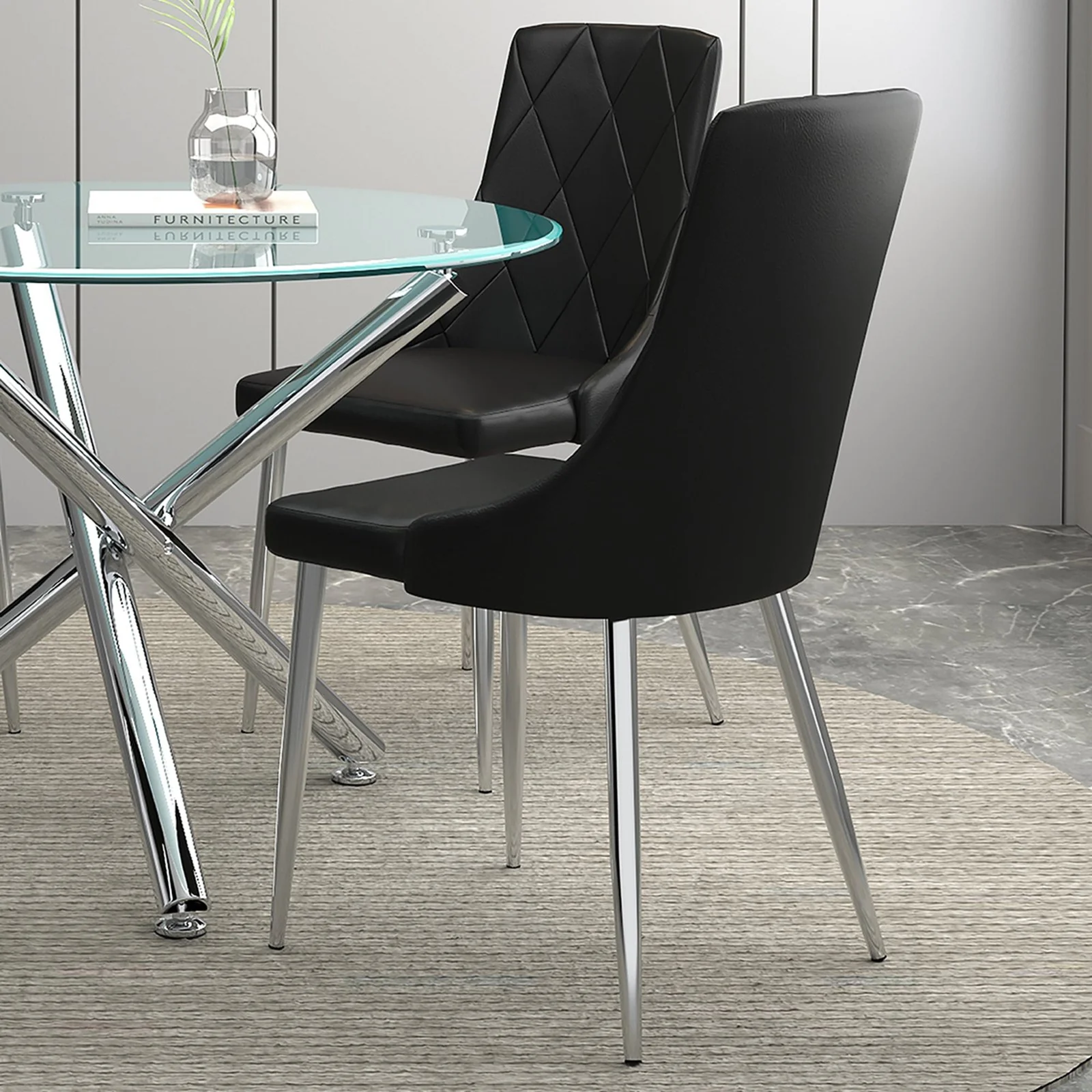 Worldwide Home Furnishings Solara Ii_Devo Bk-5pc Dining Set 5pc Dining Set 207-160_087BK - Image 2