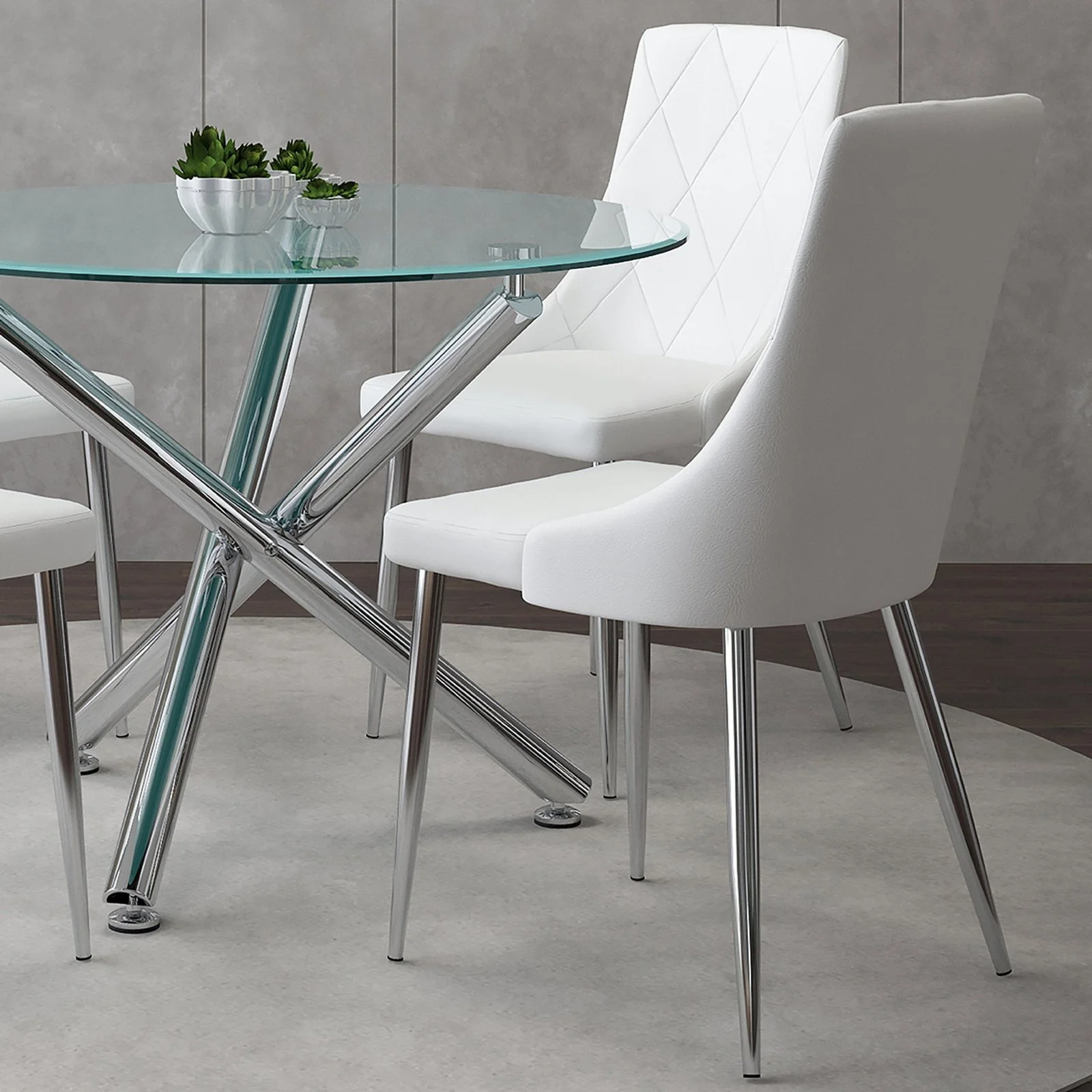 Worldwide Home Furnishings Solara Ii_Devo Wt-5pc Dining Set 5pc Dining Set 207-160_087WT - Image 2