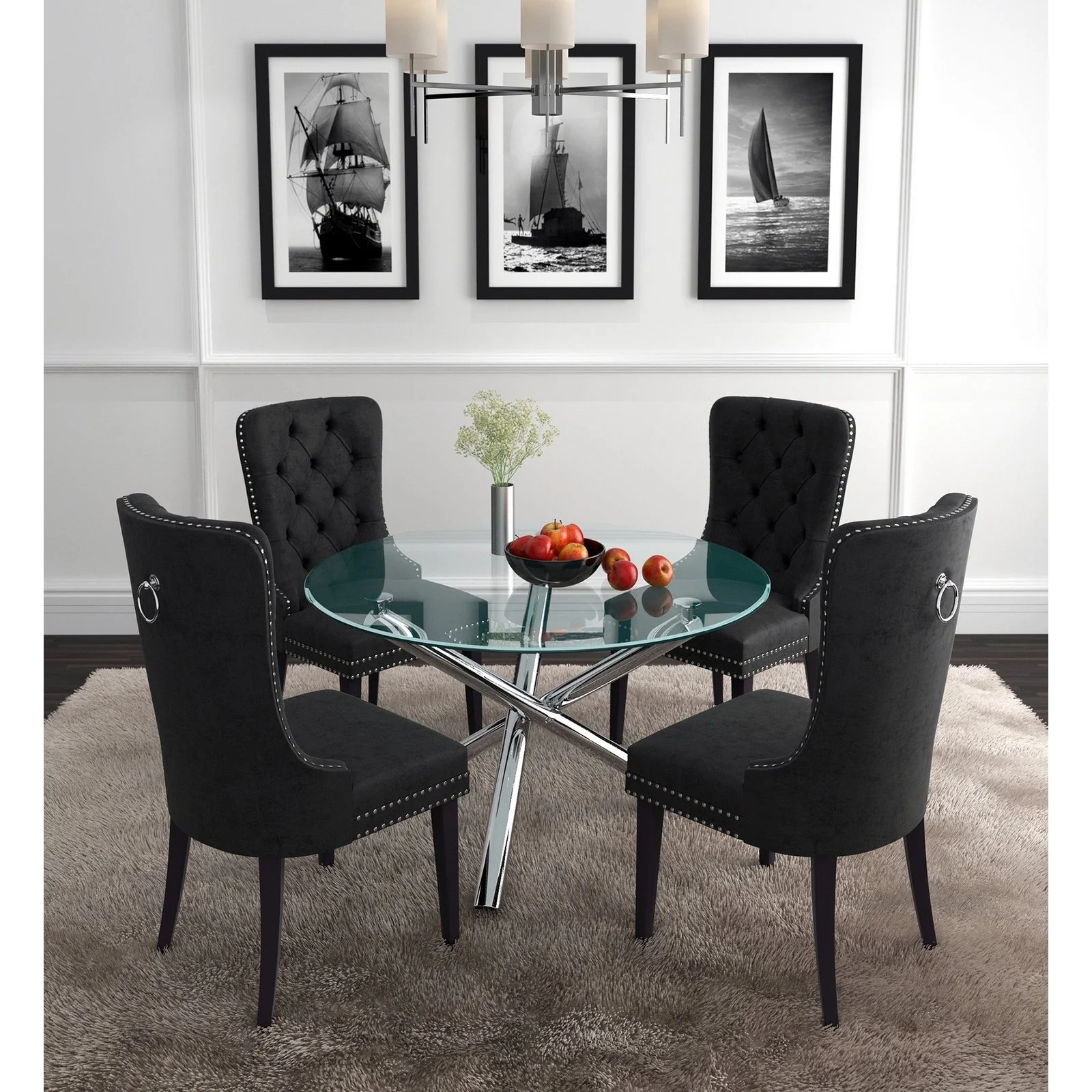 Worldwide Home Furnishings Solara Ii_Rizzo Bk-5pc Dining Set 5pc Dining Set 207-160/080BK