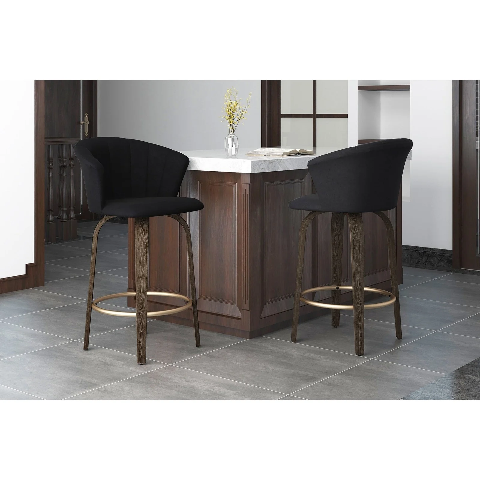 Worldwide Home Furnishings Tula-26'' Counter Stool-Black 26" Counter Stool W/Swivel 203-583BK