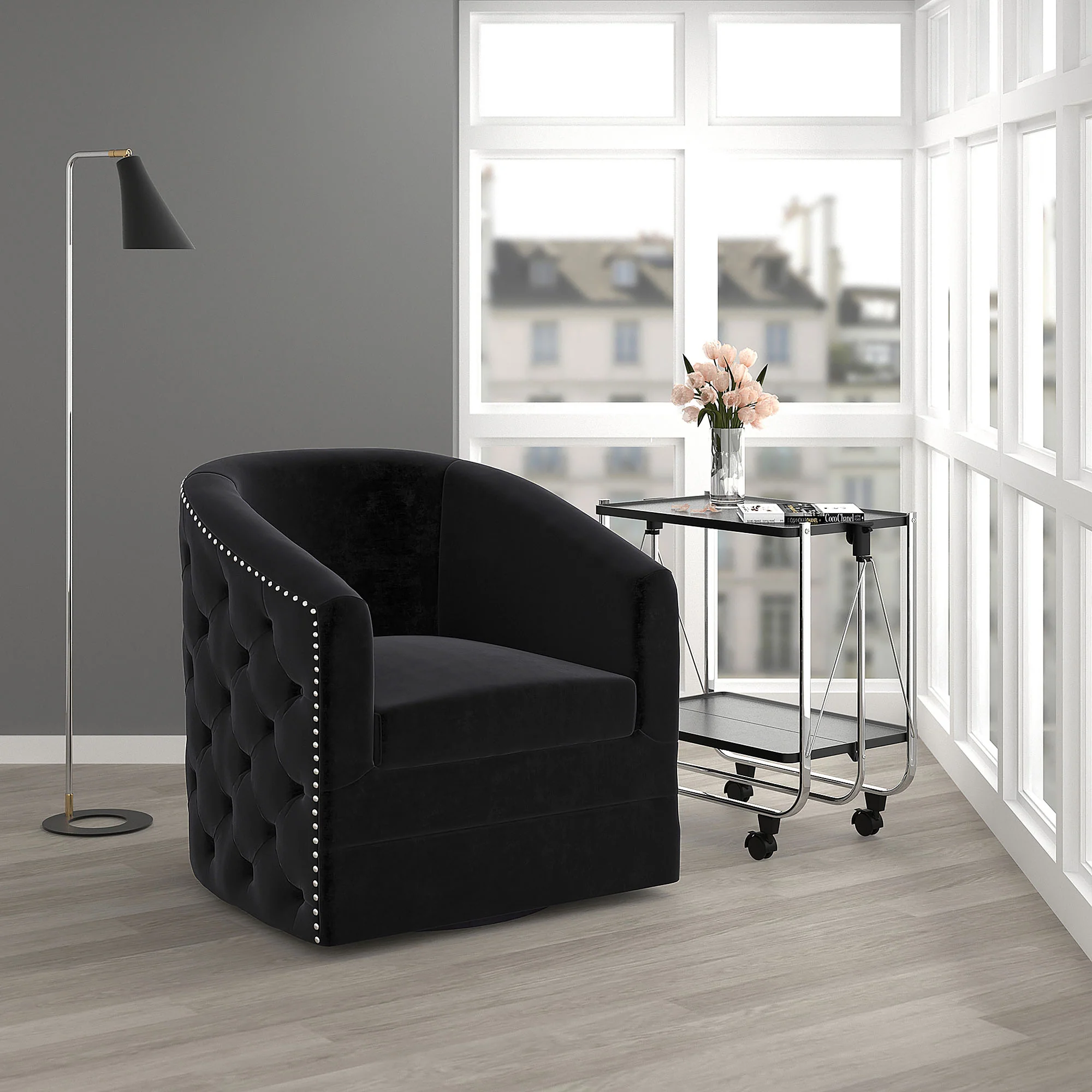 Worldwide Home Furnishings Velci-Accent Chair-Black Accent Chair 403-373BK
