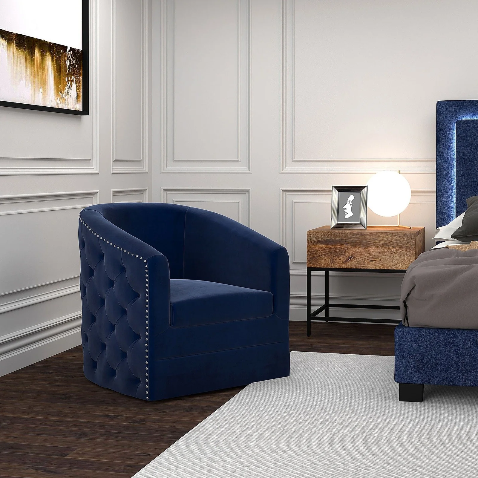 Worldwide Home Furnishings Velci-Accent Chair-Blue Accent Chair 403-373BLU