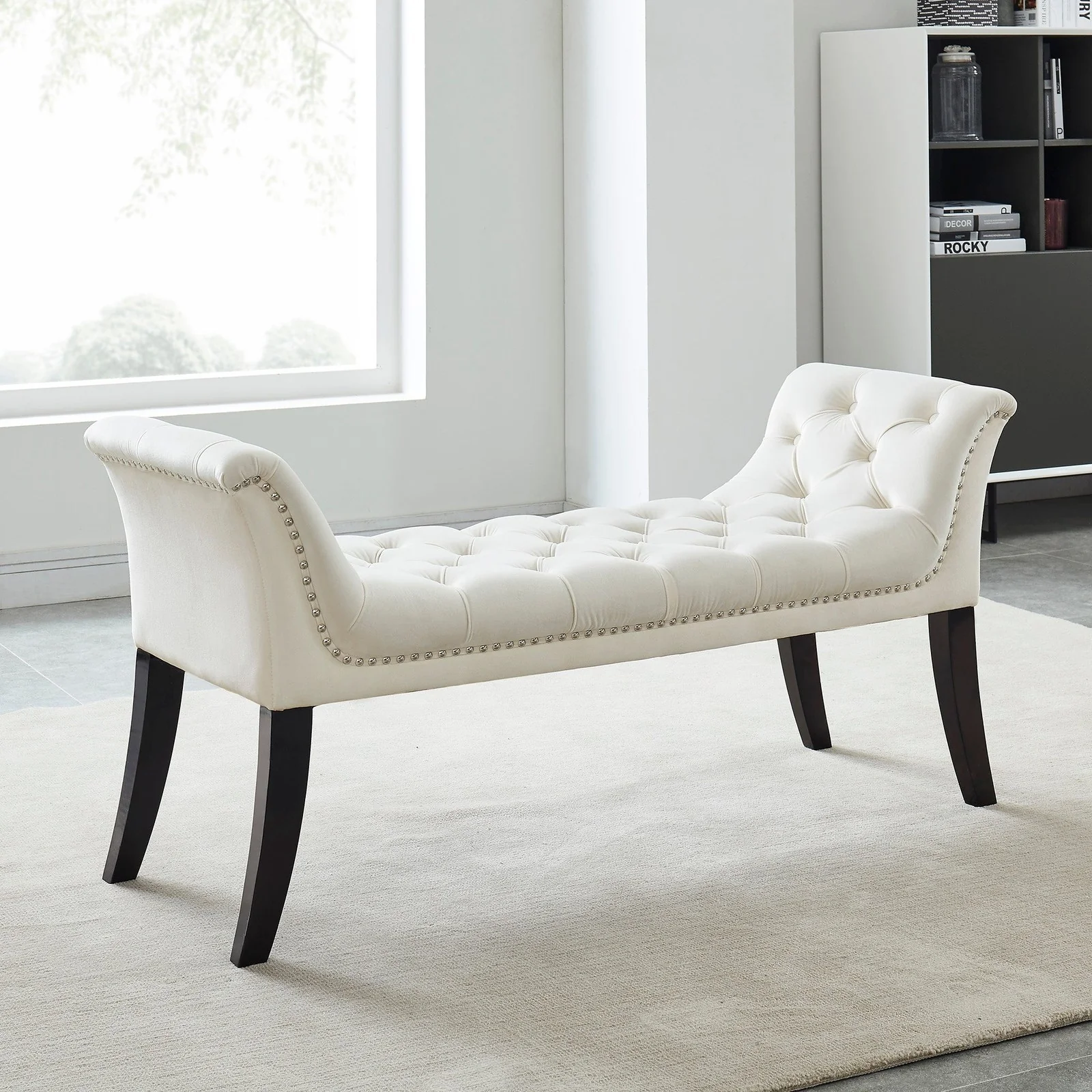 Worldwide Home Furnishings Velci-Bench-Ivory Bench 401-373IV