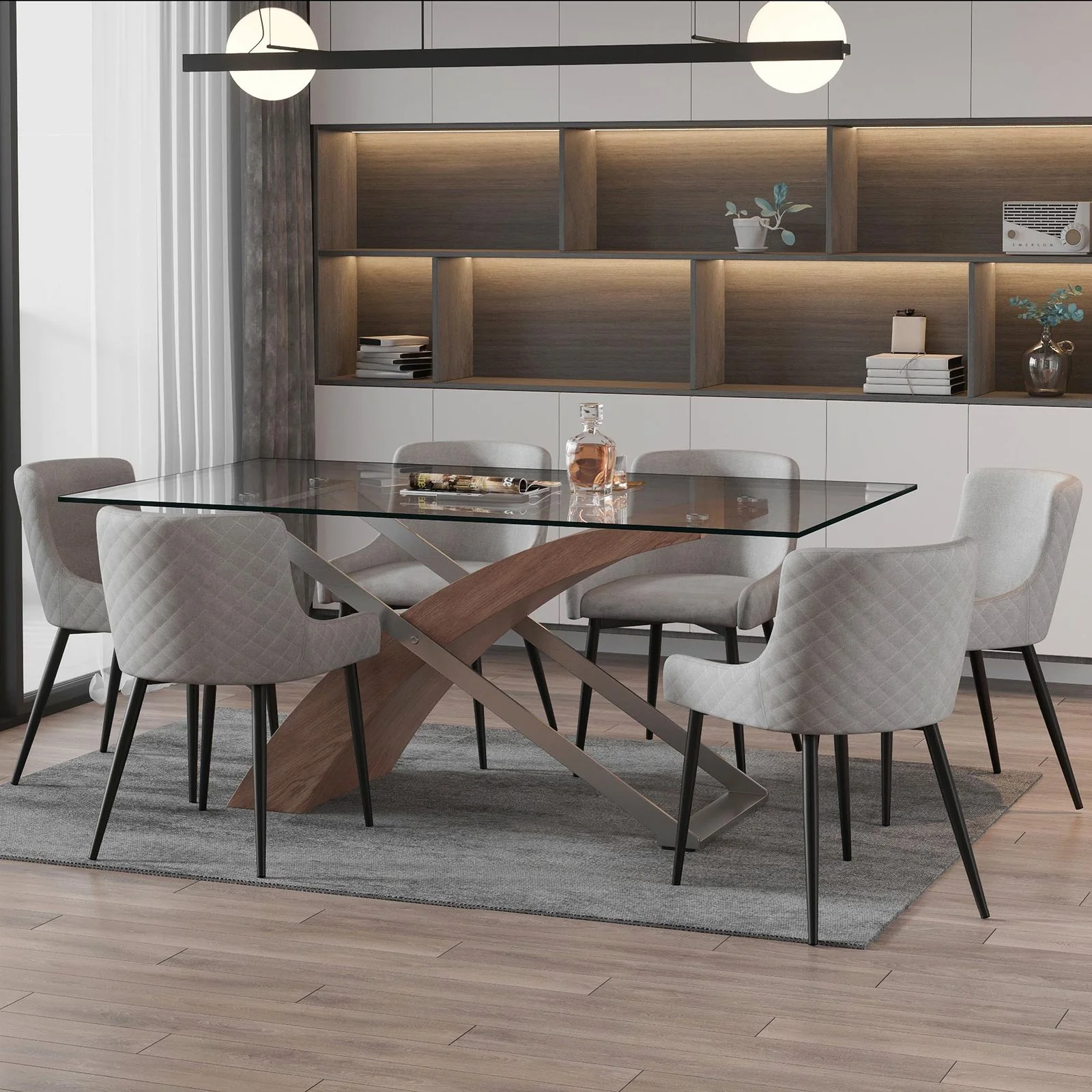 Worldwide Home Furnishings Veneta-Dining Table-Walnut Rectangular Dining Table 201-931 - Image 2