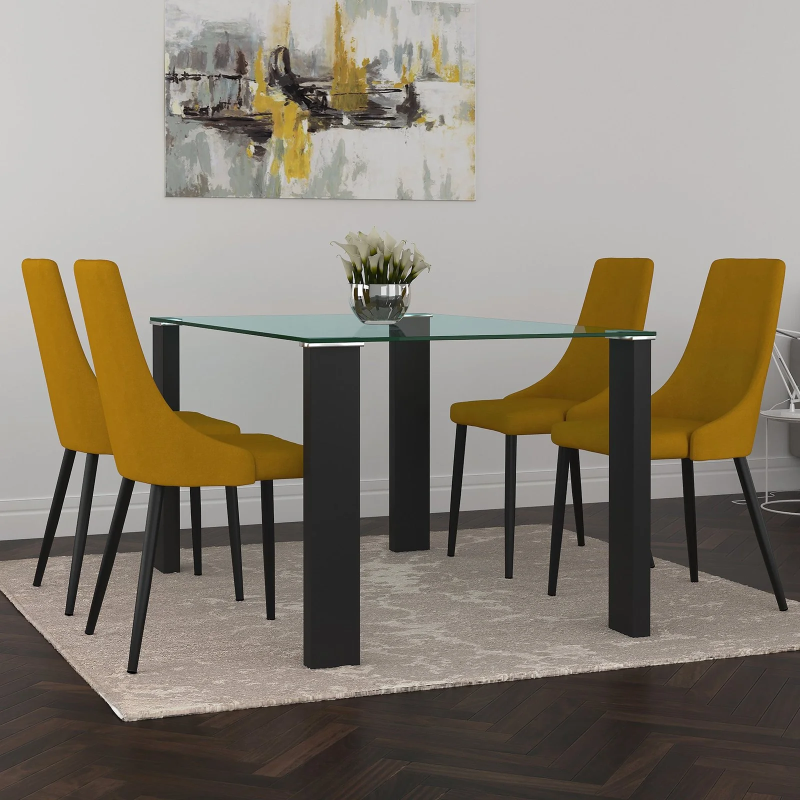 Worldwide Home Furnishings Venice-Side Chair-Mustard Side Chair, Set Of 2 202-536MUS