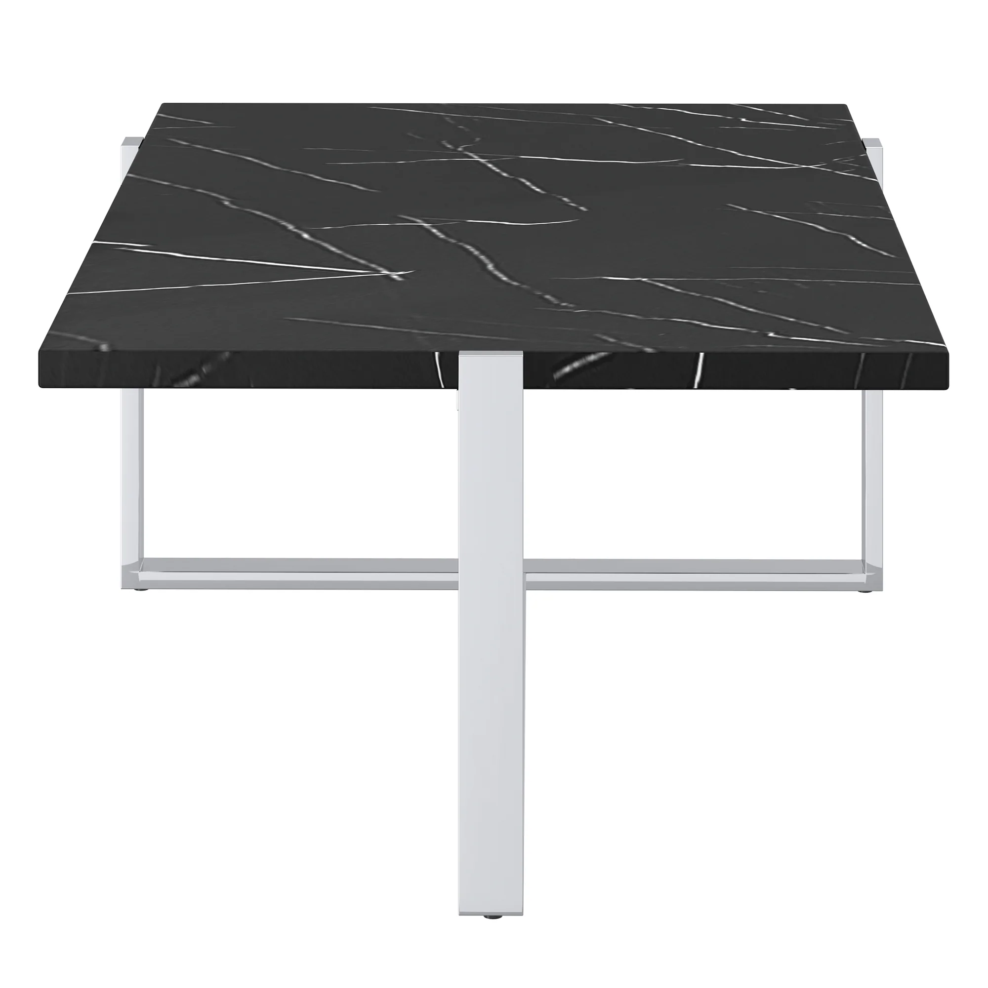 Worldwide Home Furnishings Veno-Coffee Table-Black/Silver Rectangular Coffee Table 301-624BK_CH - Image 4