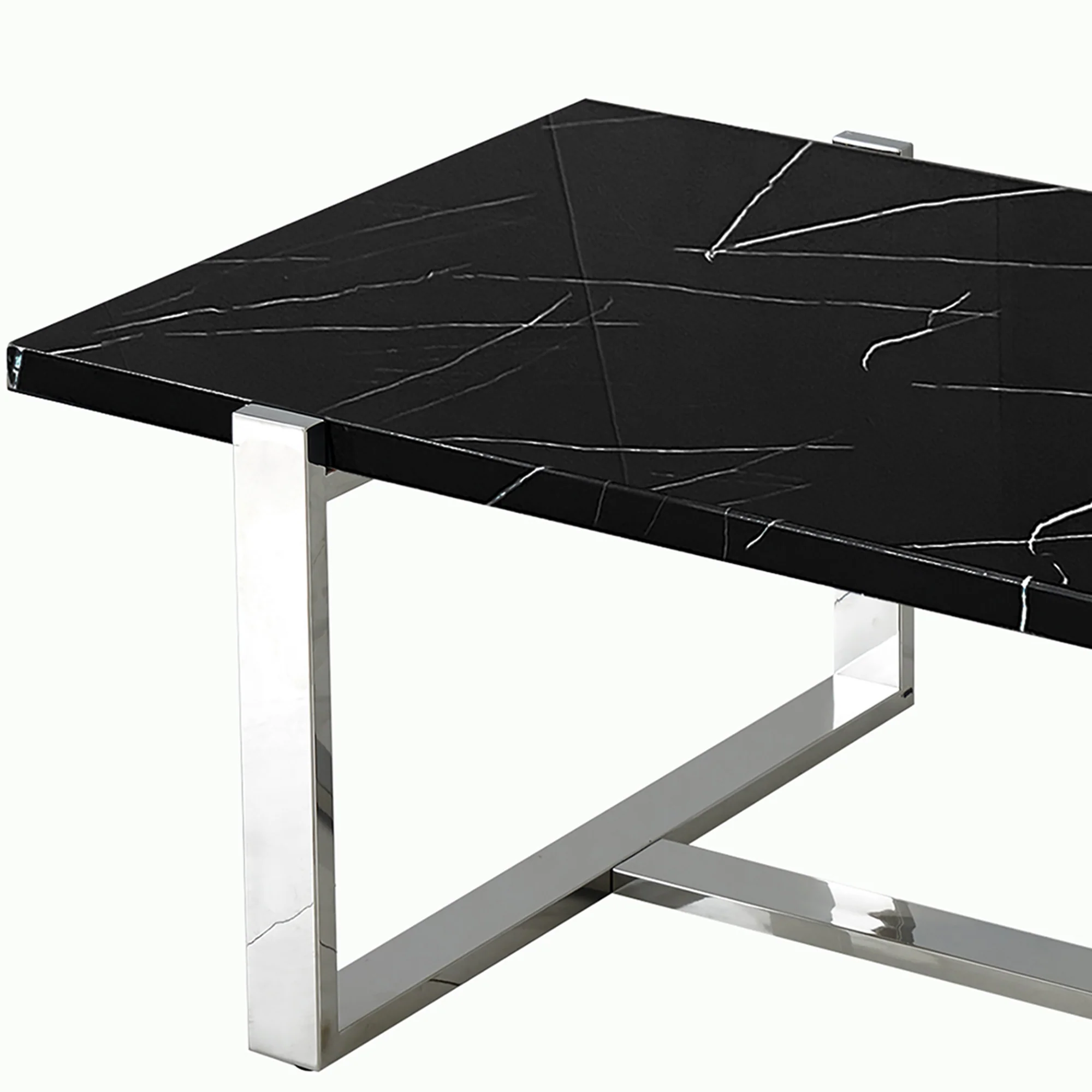 Worldwide Home Furnishings Veno-Coffee Table-Black/Silver Rectangular Coffee Table 301-624BK_CH - Image 7