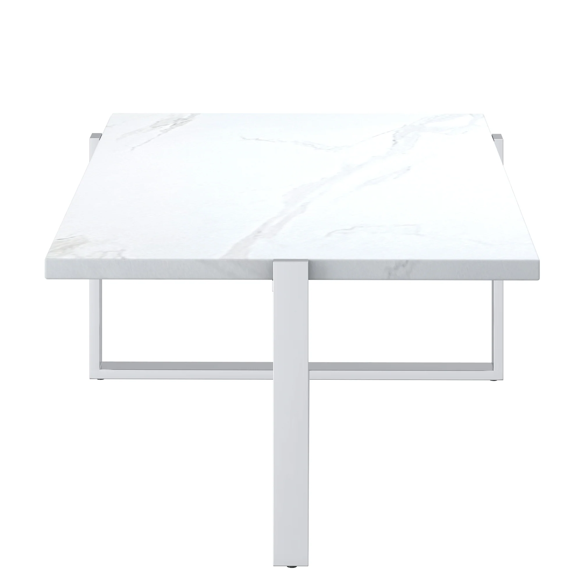 Worldwide Home Furnishings Veno-Coffee Table-White/Silver Rectangular Coffee Table 301-624WT_CH - Image 4