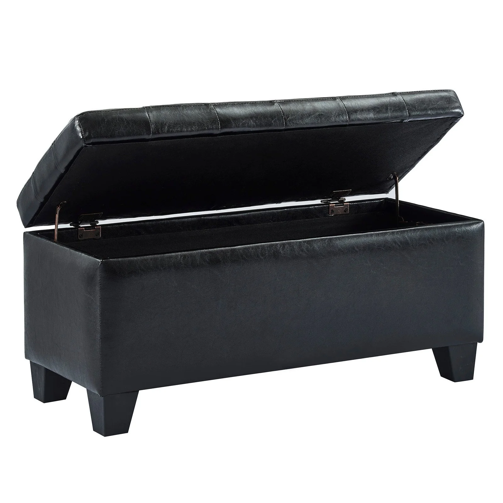 Worldwide Home Furnishings Winston-Storage Ottoman-Black Rectangular Storage Ottoman 402-257BK - Image 3
